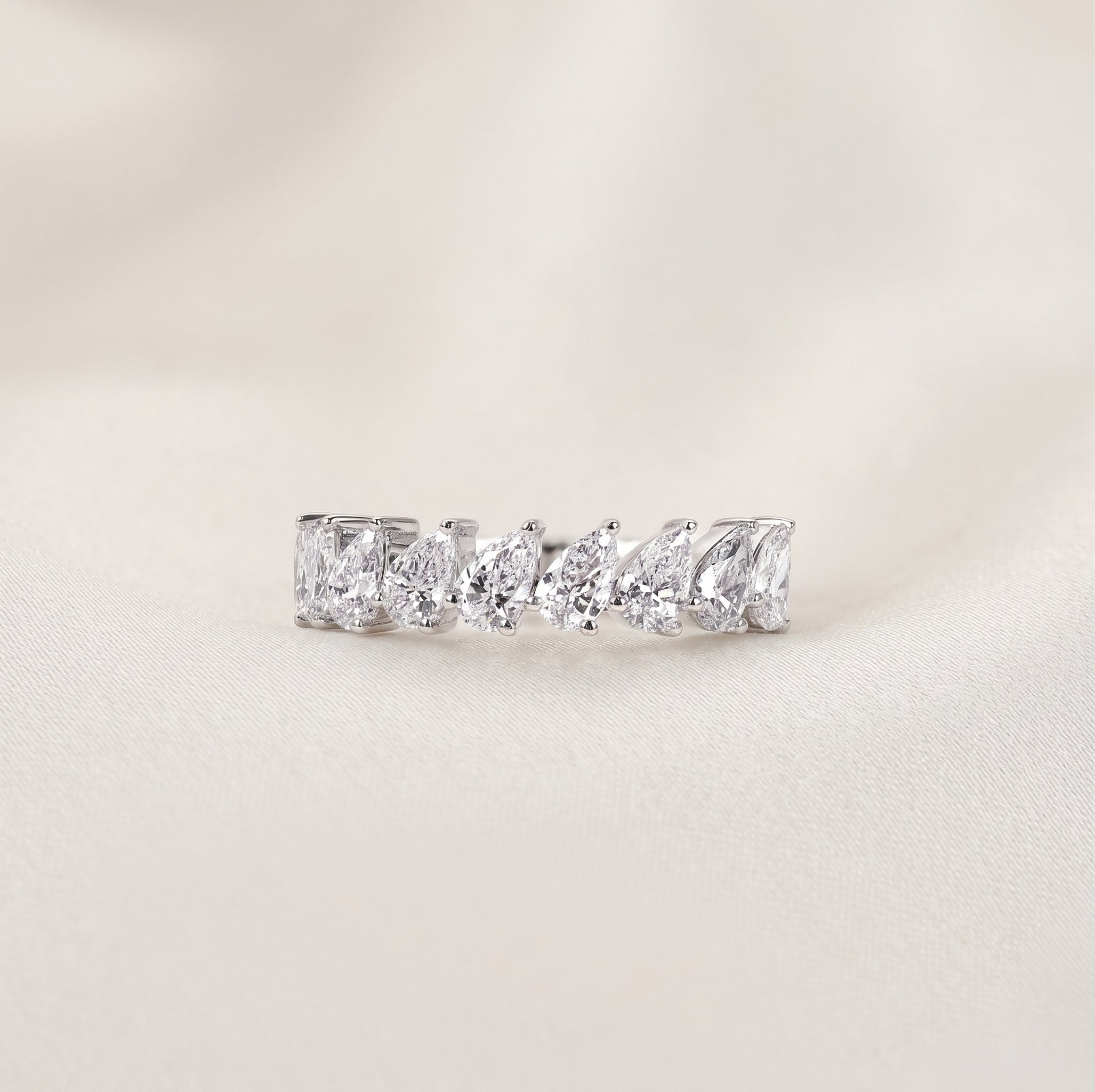 Pear Lab Grown Diamond Anniversary Band in 10K White Gold 1.44 CTW