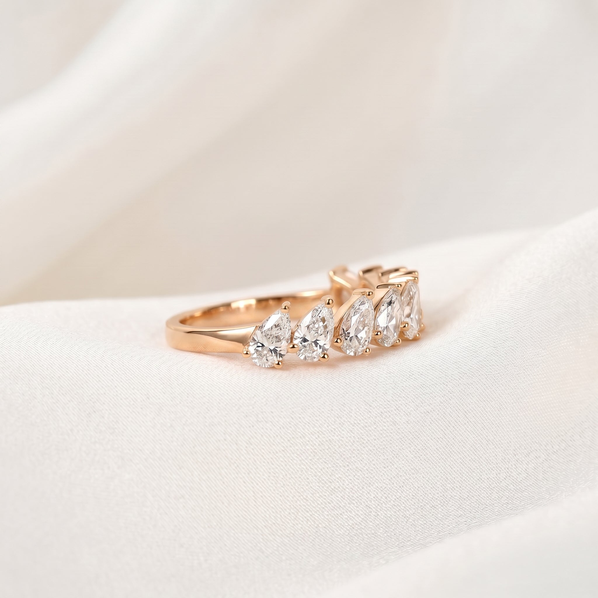 Pear Lab Grown Diamond Anniversary Band in 14K Rose Gold 1.44 CTW