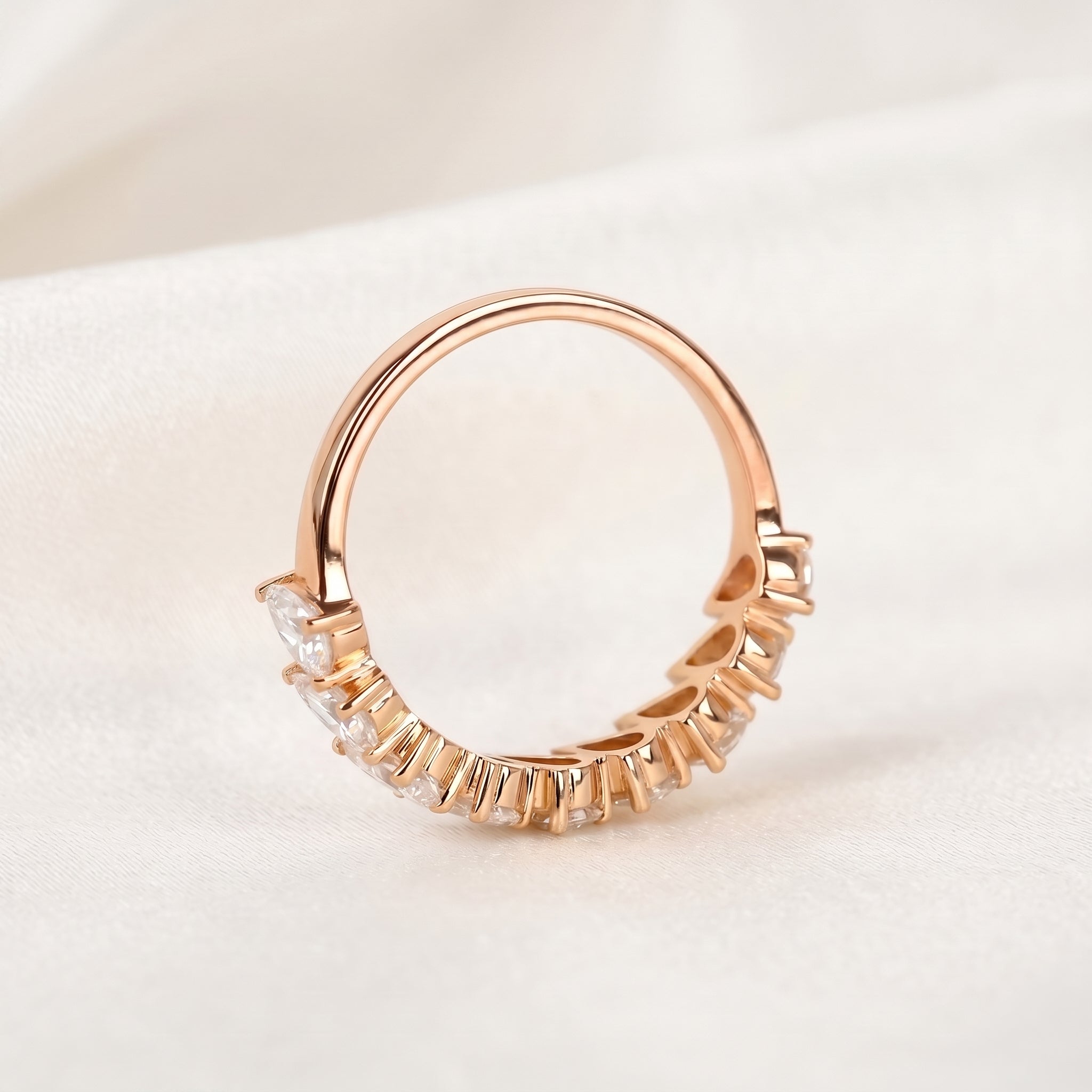 Pear Lab Grown Diamond Anniversary Band in 14K Rose Gold 1.44 CTW