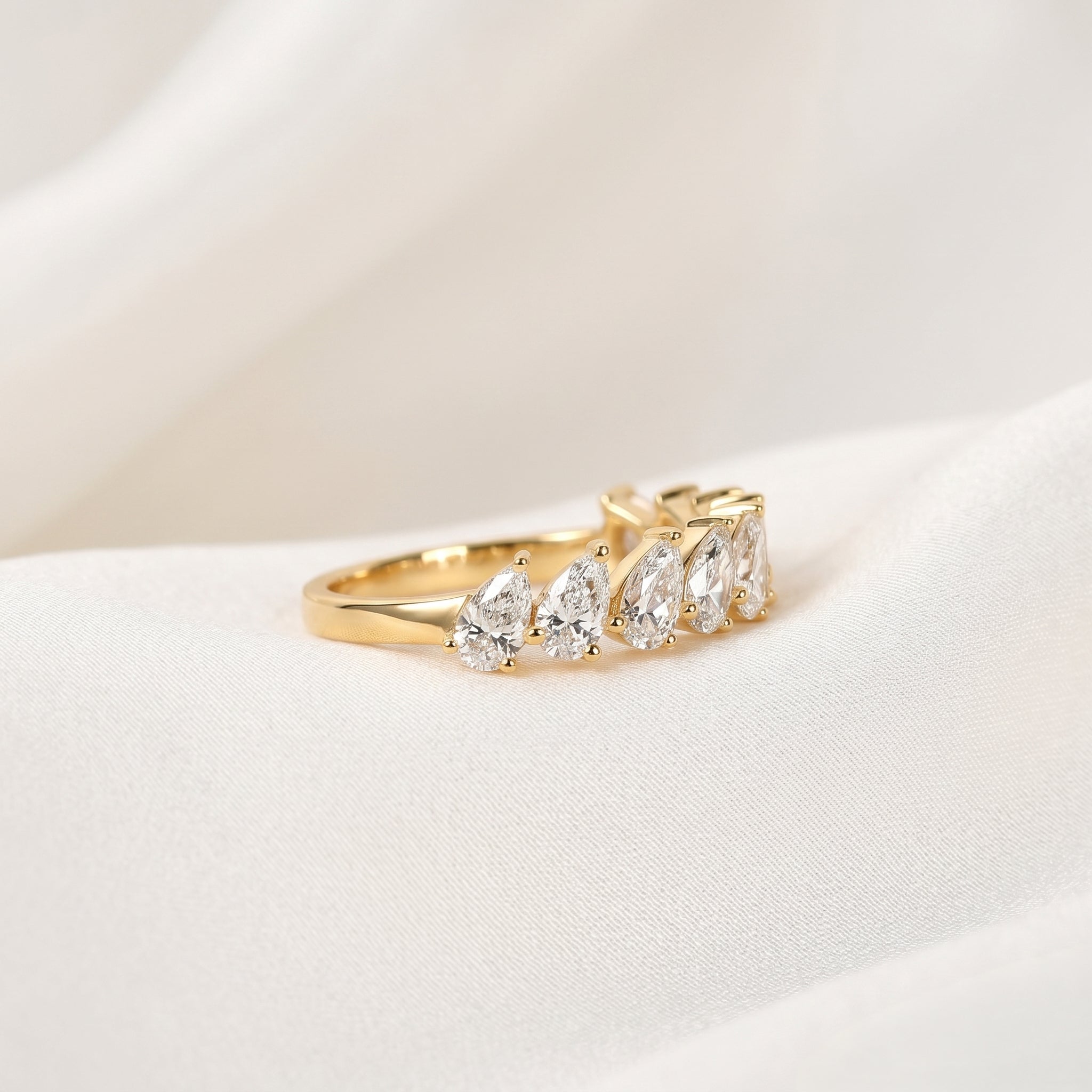 Pear Lab Grown Diamond Anniversary Band in 14K Yellow Gold 1.44 CTW