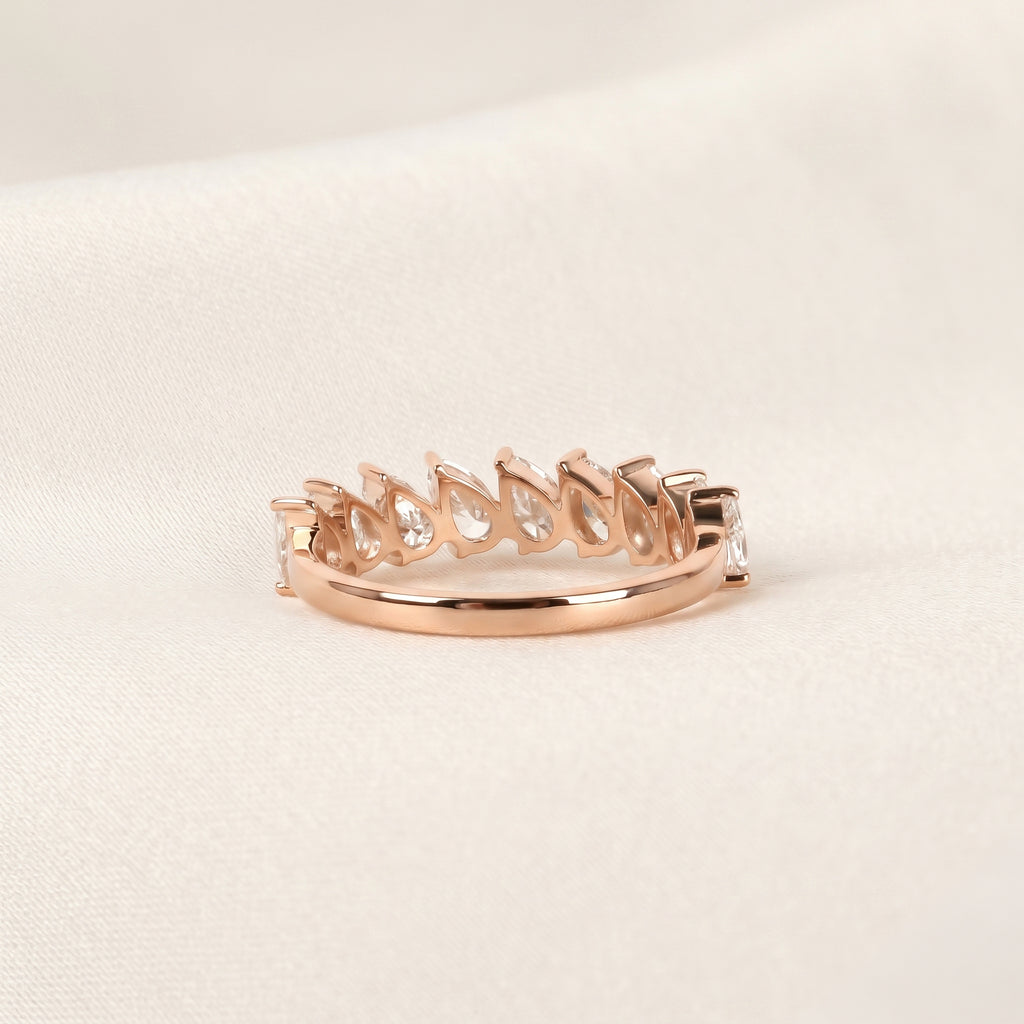 Pear Lab Grown Diamond Anniversary Band in 18K Rose Gold 1.44 CTW