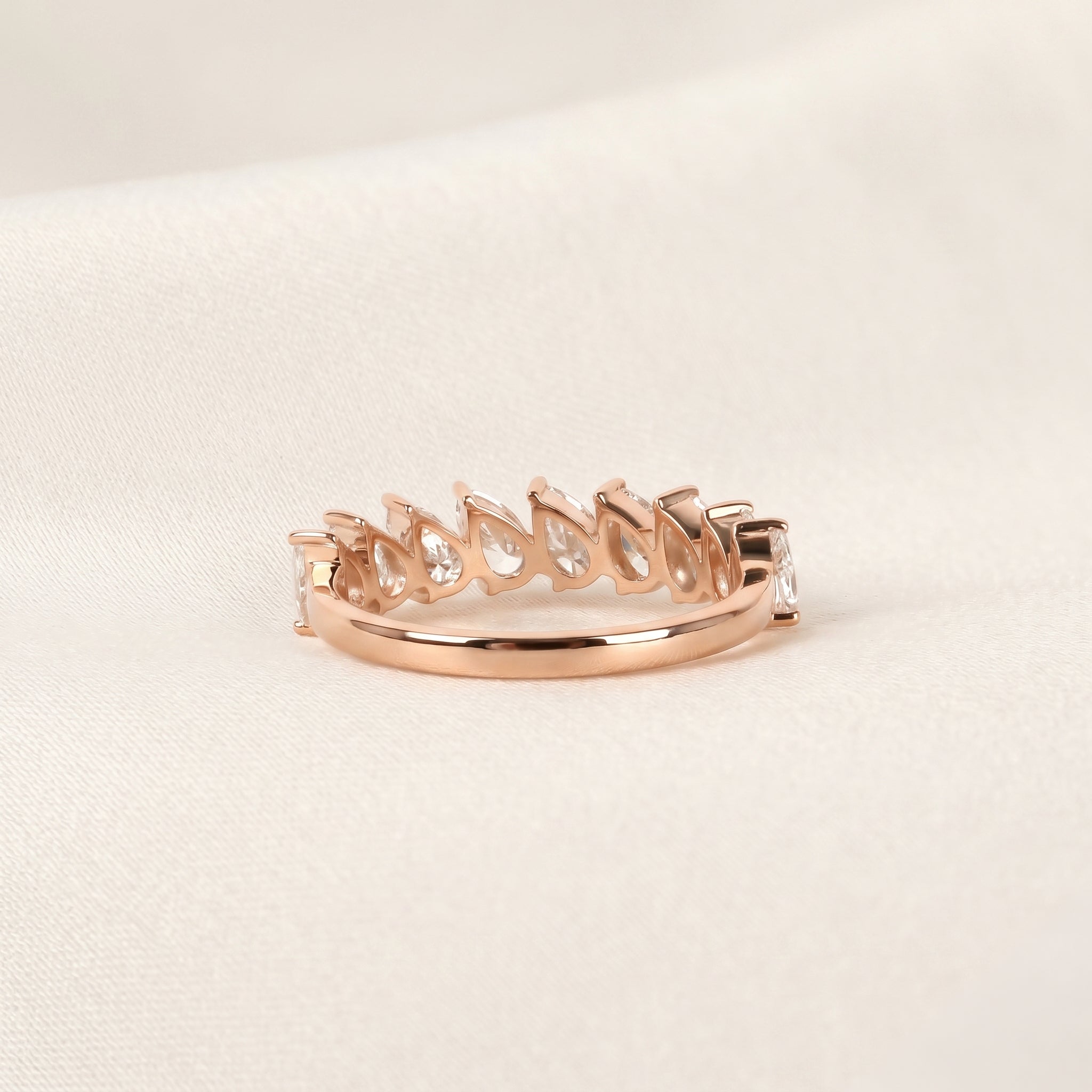 Pear Lab Grown Diamond Anniversary Band in 18K Rose Gold 1.44 CTW