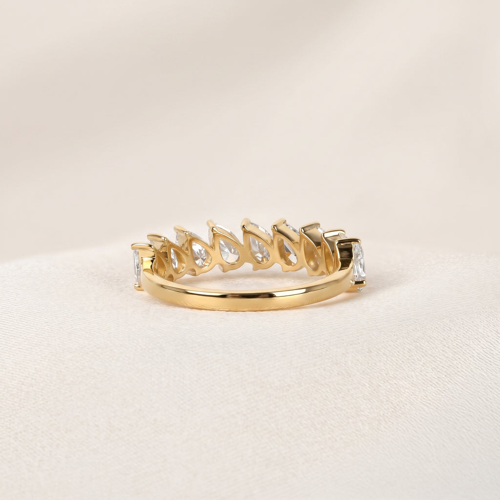 Pear Lab Grown Diamond Anniversary Band in 18K Yellow Gold 1.44 CTW