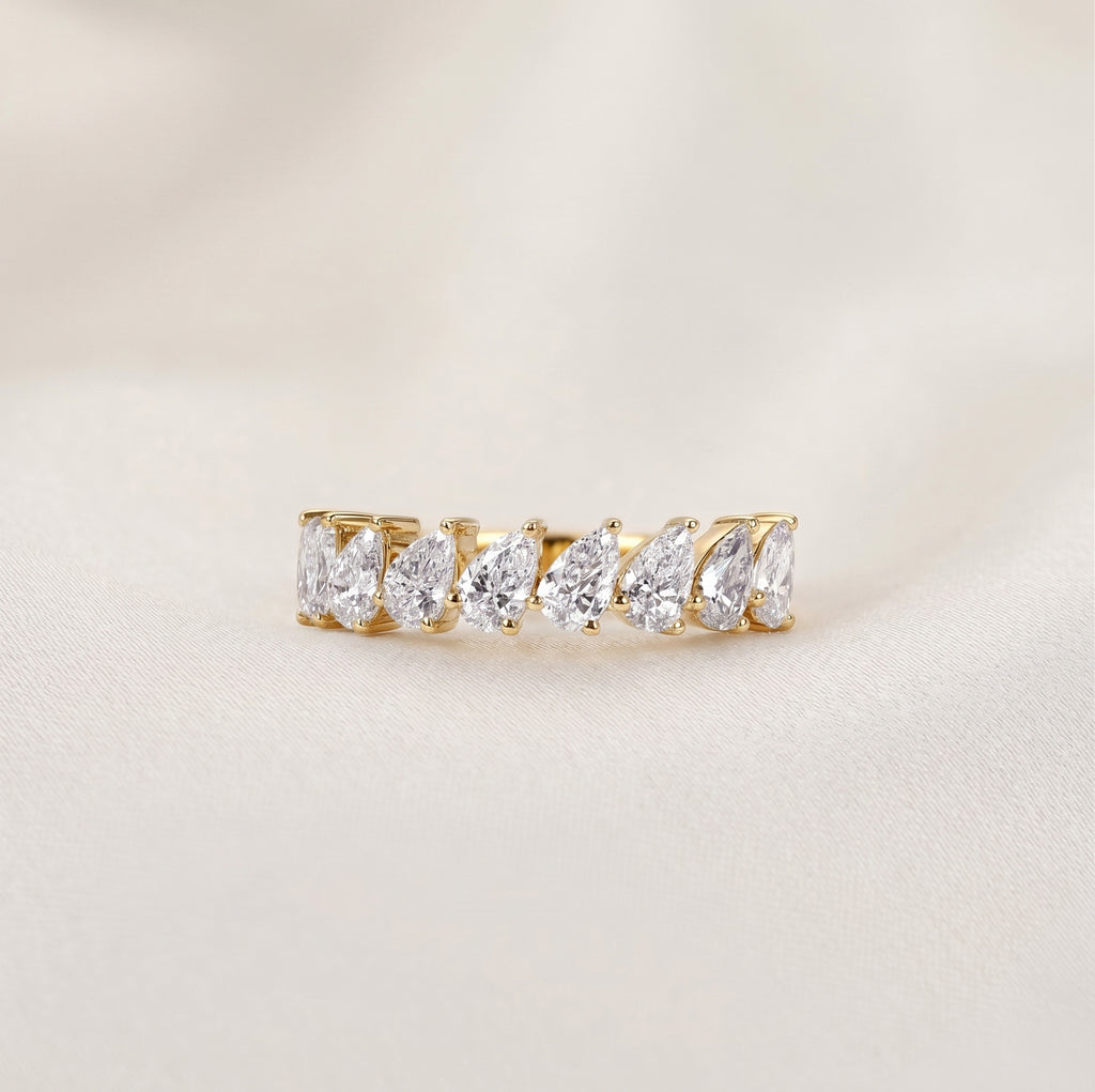 Pear Lab Grown Diamond Anniversary Band in 18K Yellow Gold 1.44 CTW