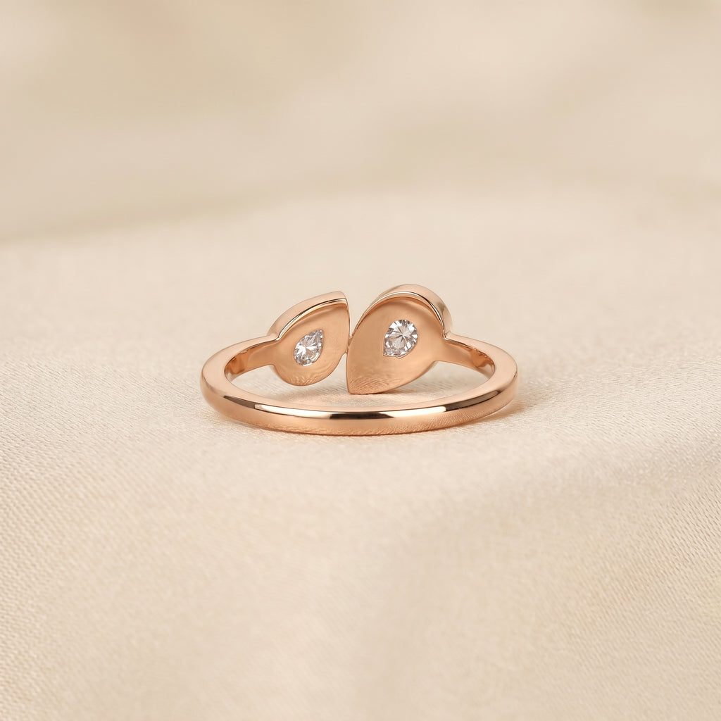 Pear Lab Grown Diamond Toi et Moi Ring in 10K Rose 1.50 CTW