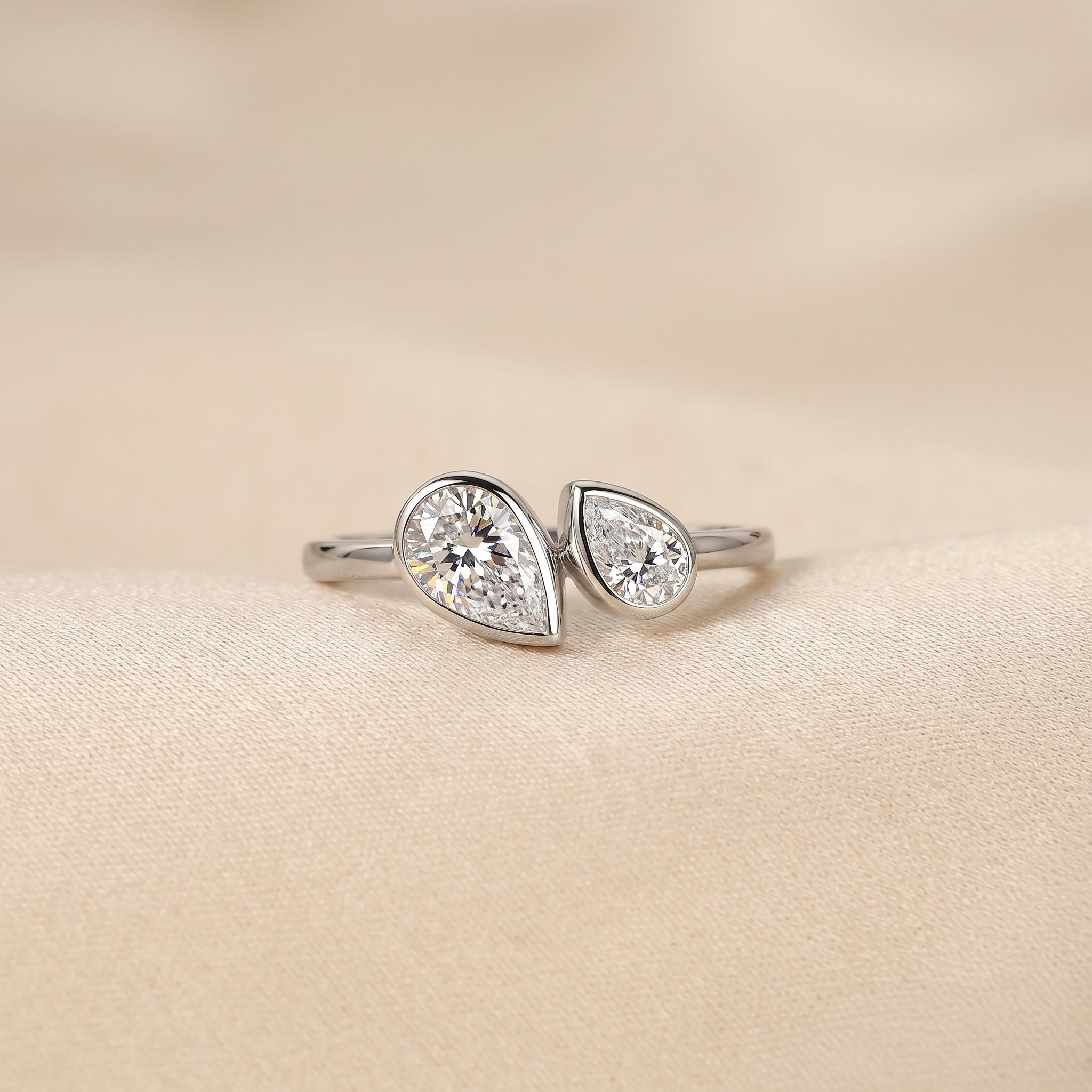 Pear Lab Grown Diamond Toi et Moi Ring in 10K White 1.50 CTW