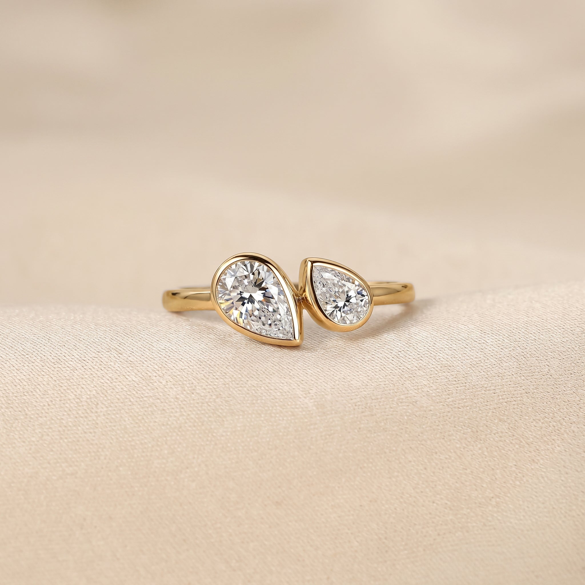 Pear Lab Grown Diamond Toi et Moi Ring in 10K Yellow 1.50 CTW