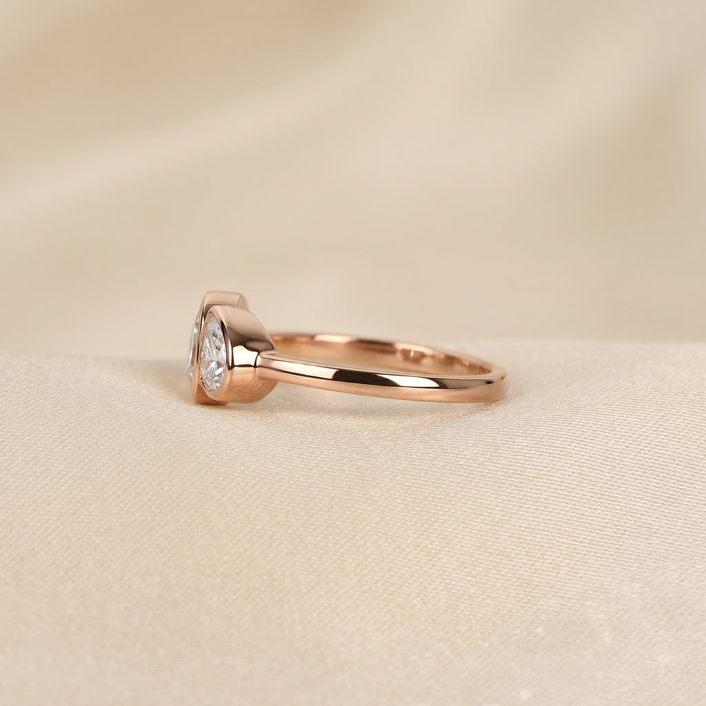 Pear Lab Grown Diamond Toi et Moi Ring in 14K Rose 1.50 CTW