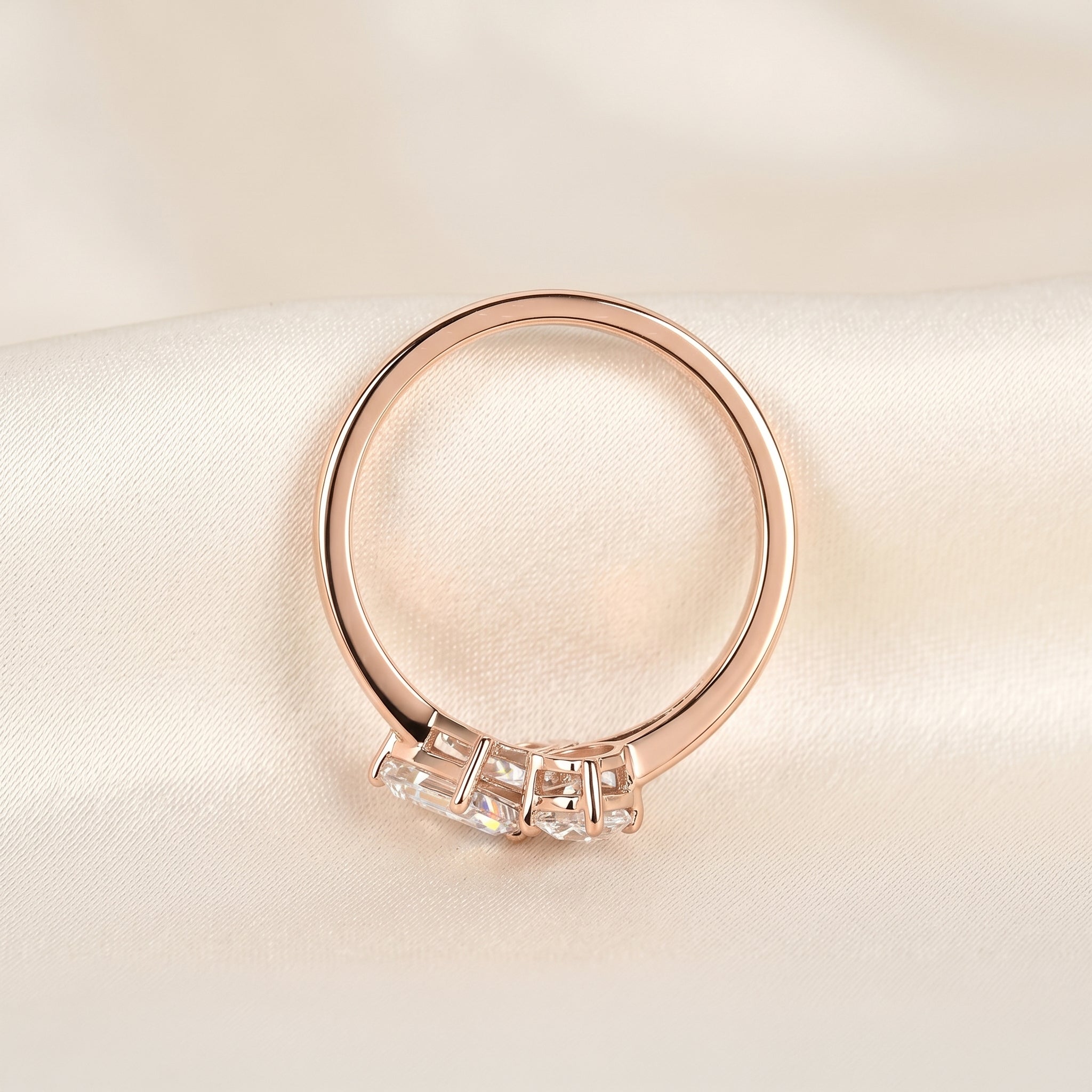 Pear, Oval & Emerald Lab Grown Diamond Asymmetrical Ring in 10K Rose Gold 1.50 CTW