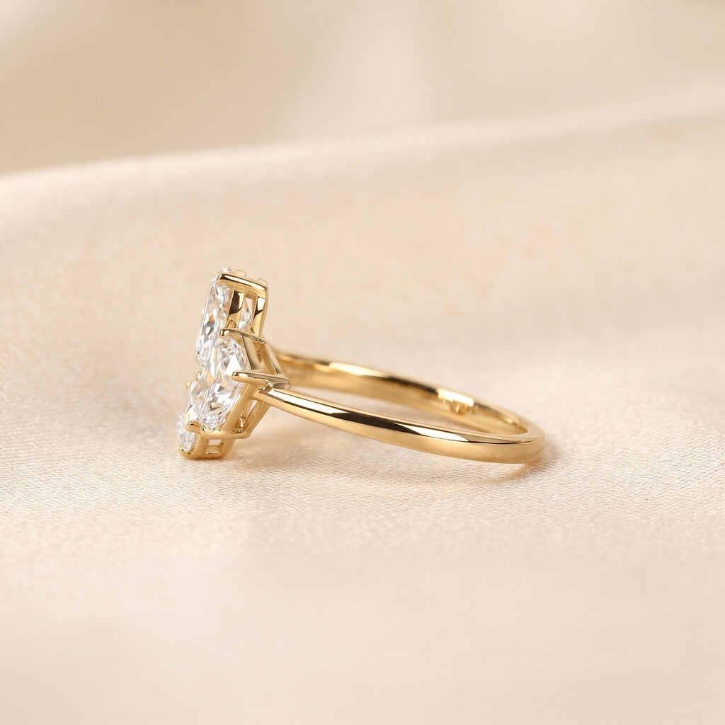 Pear, Oval & Emerald Lab Grown Diamond Asymmetrical Ring in 10K Yellow Gold 1.50 CTW