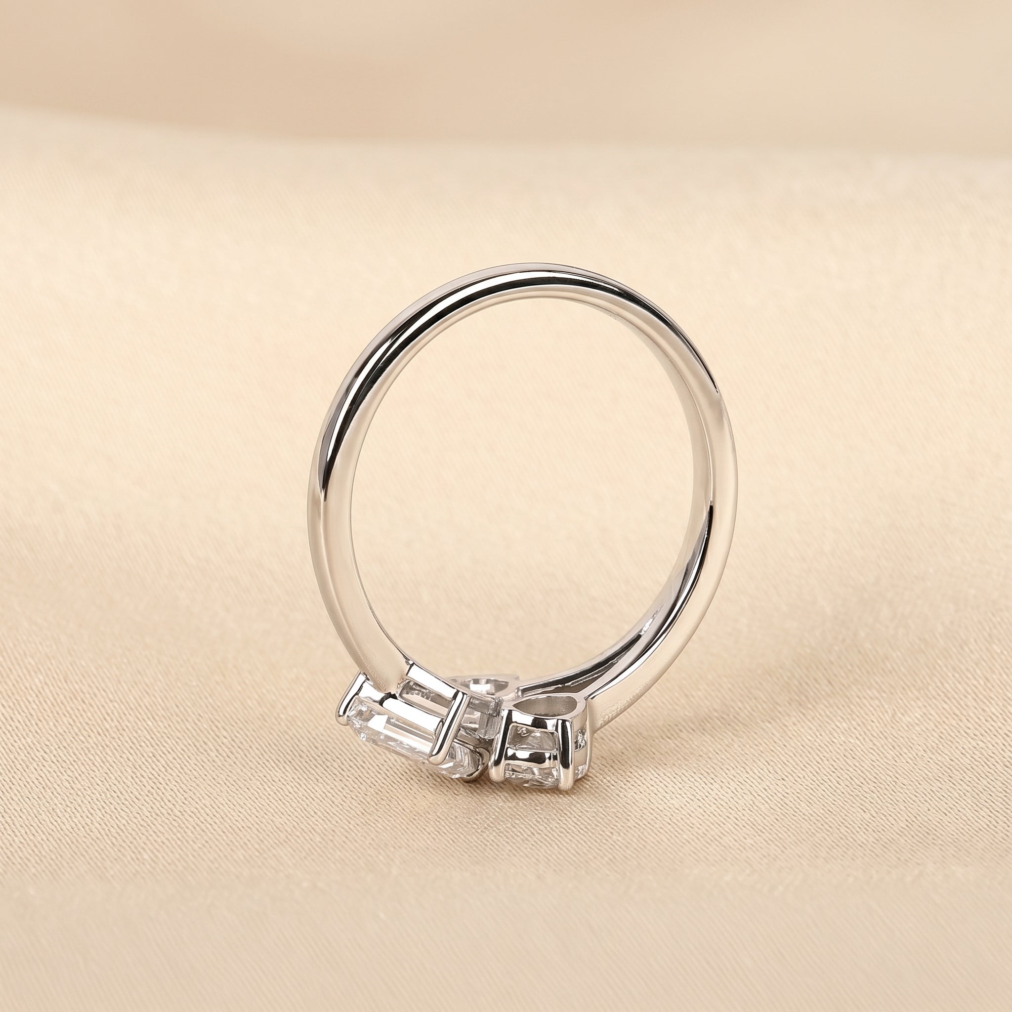 Pear, Oval & Emerald Lab Grown Diamond Asymmetrical Ring in 14K White Gold 1.50 CTW