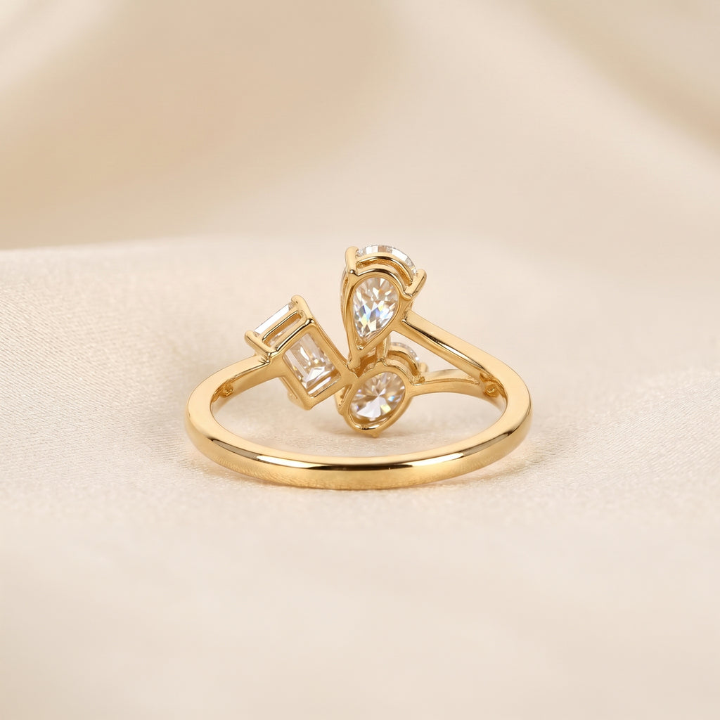 Pear, Oval & Emerald Lab Grown Diamond Asymmetrical Ring in 14K Yellow Gold 1.50 CTW