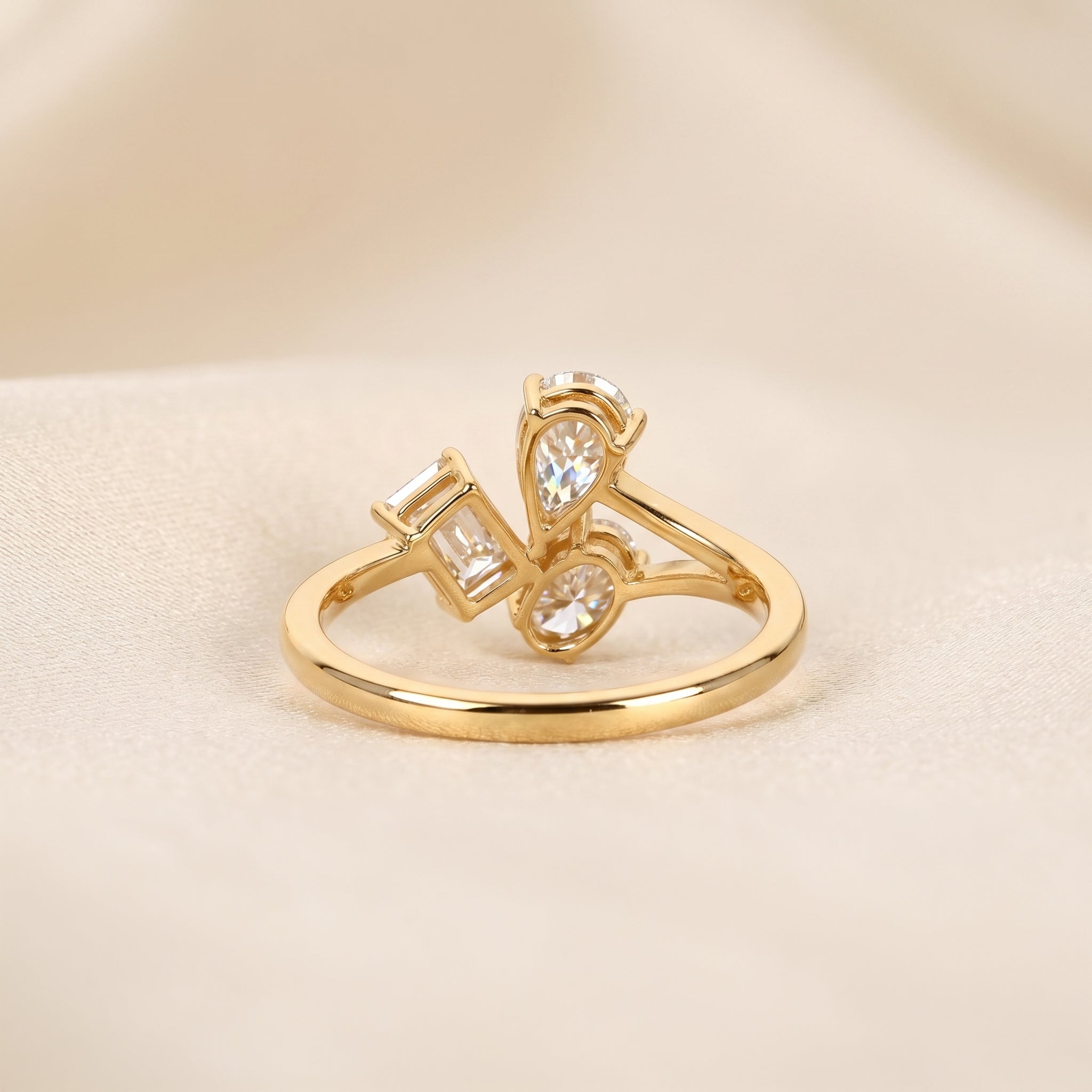 Pear, Oval & Emerald Lab Grown Diamond Asymmetrical Ring in 14K Yellow Gold 1.50 CTW