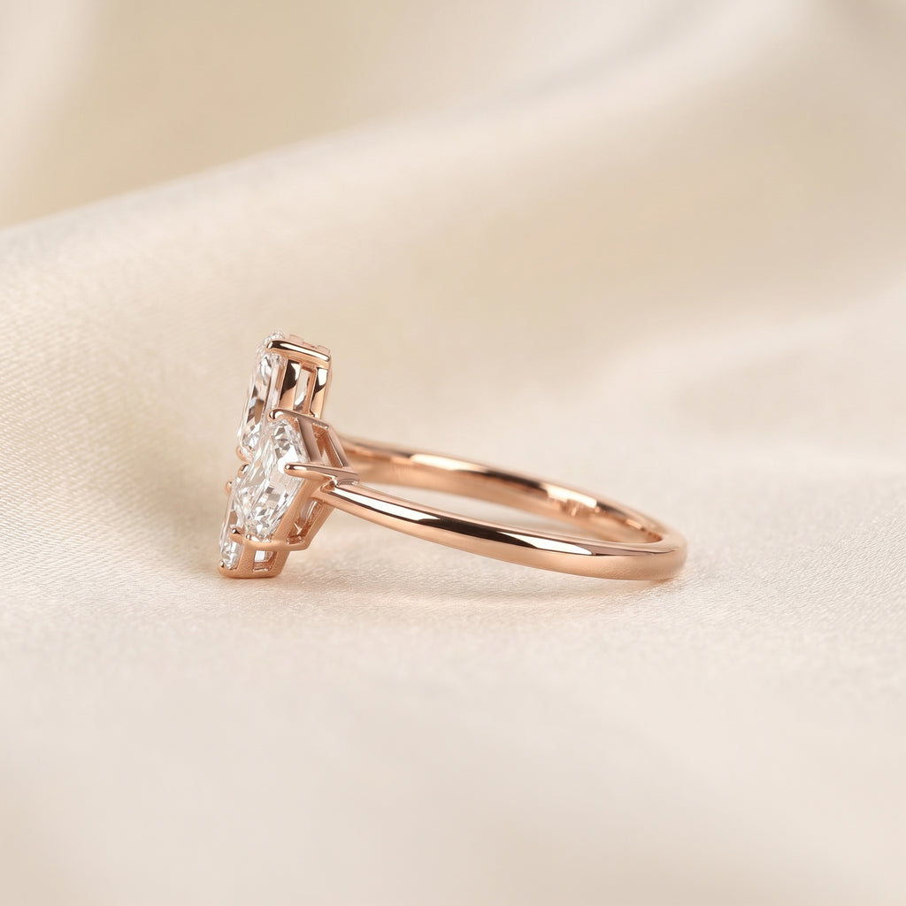 Pear, Oval & Emerald Lab Grown Diamond Asymmetrical Ring in 18K Rose Gold 1.50 CTW