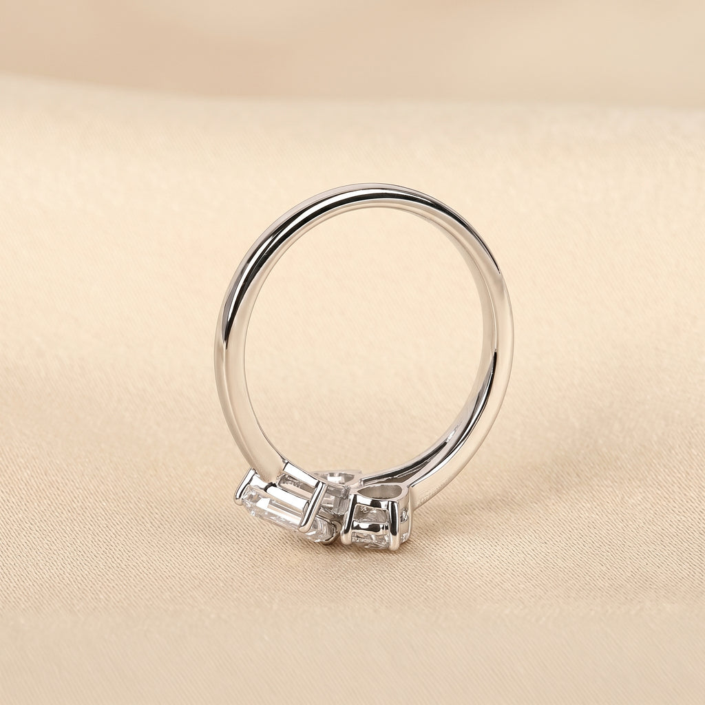 Pear, Oval & Emerald Lab Grown Diamond Asymmetrical Ring in 18K White Gold 1.50 CTW