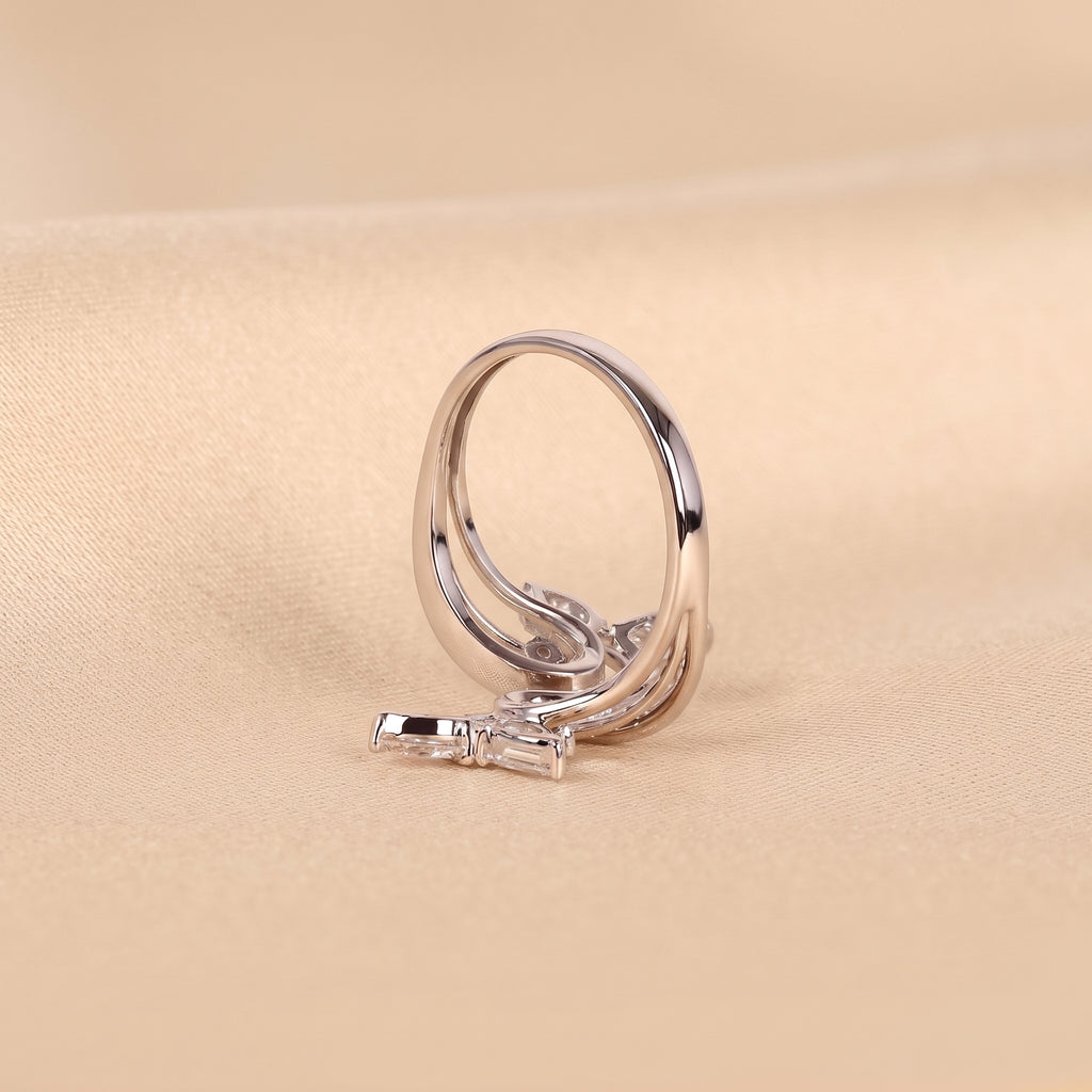 Pear & Round Lab Grown Diamond Butterfly Ring in 10K White Gold 1 CTW
