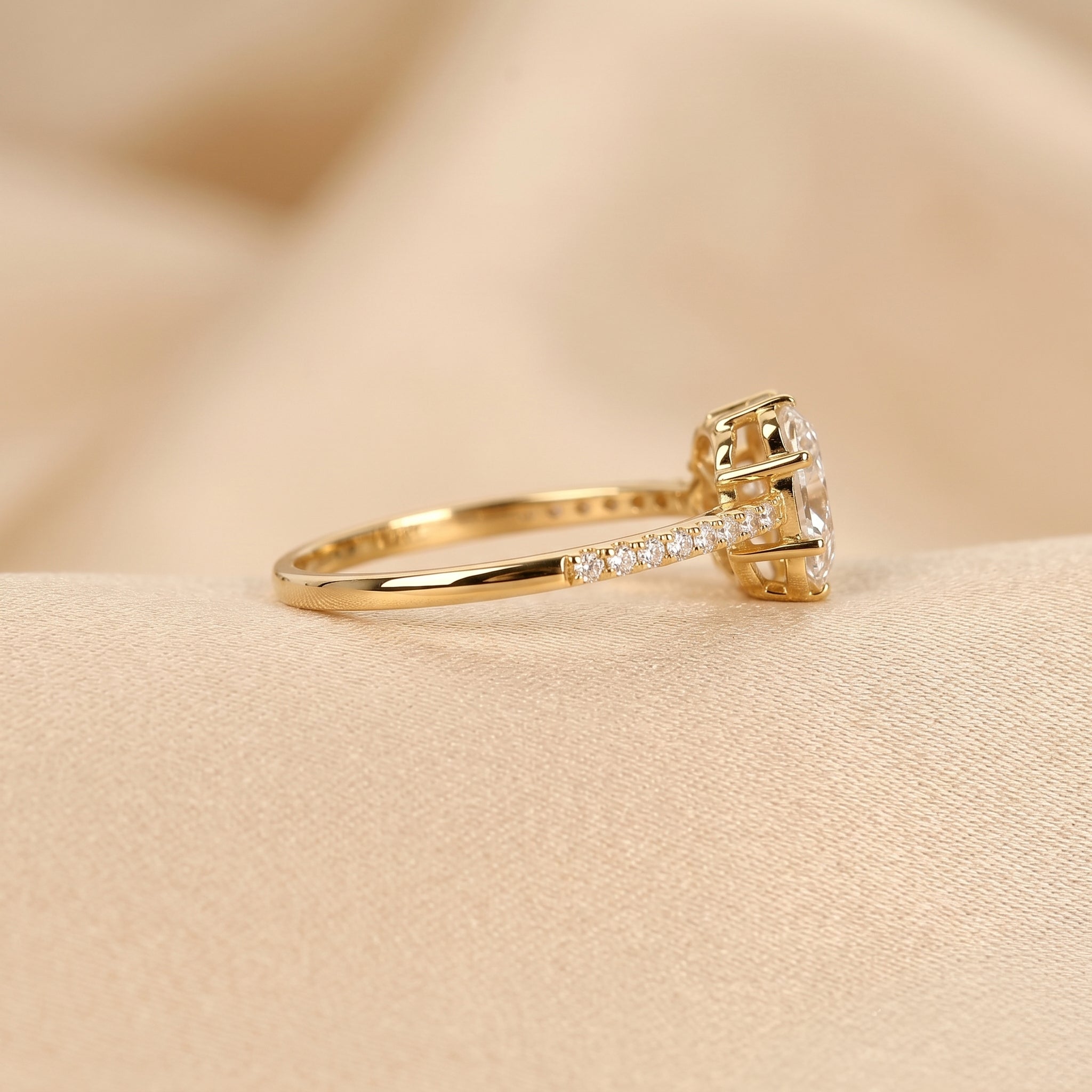 Pear & Round Lab Grown Diamond Flower Ring in 14K Yellow Gold 0.70 CTW