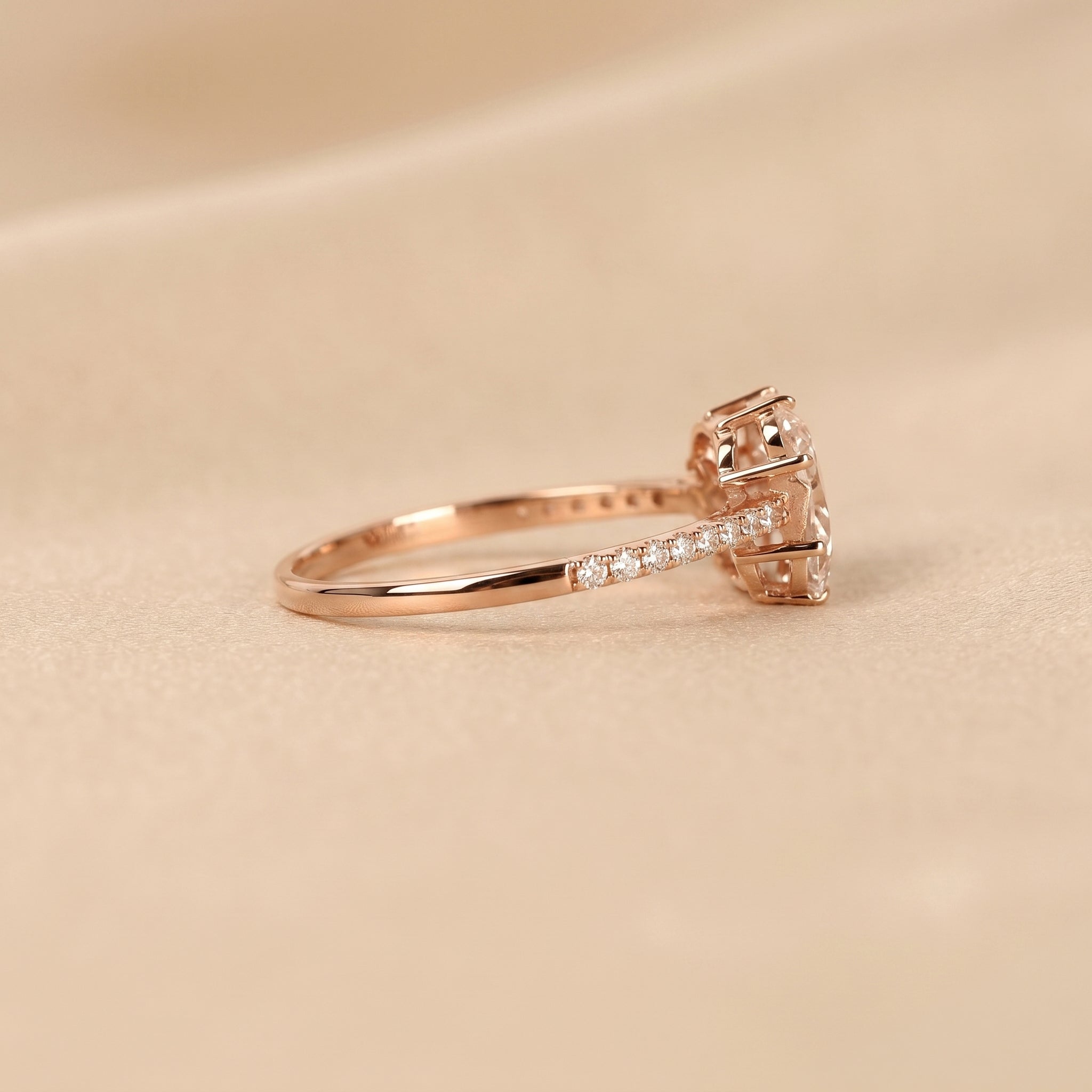 Pear & Round Lab Grown Diamond Flower Ring in 18k Rose Gold 0.70 CTW