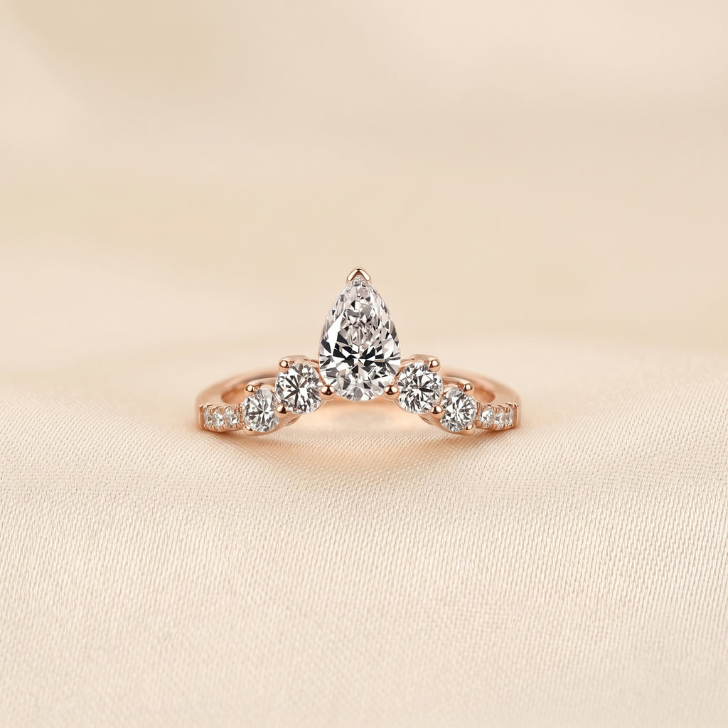 Pear & Round Lab Grown Diamond Tiara Band in 10K Rose Gold 1.40 CTW