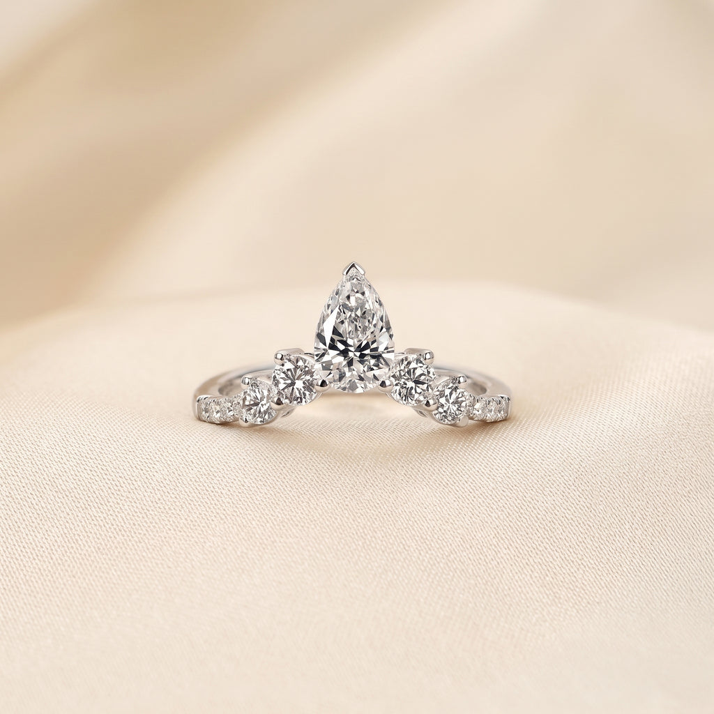 Pear & Round Lab Grown Diamond Tiara Band in 10K White Gold 1.40 CTW