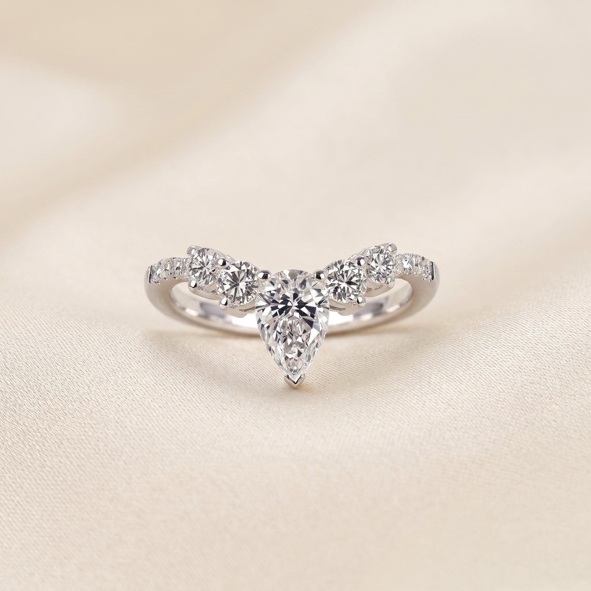 Pear & Round Lab Grown Diamond Tiara Band in 10K White Gold 1.40 CTW