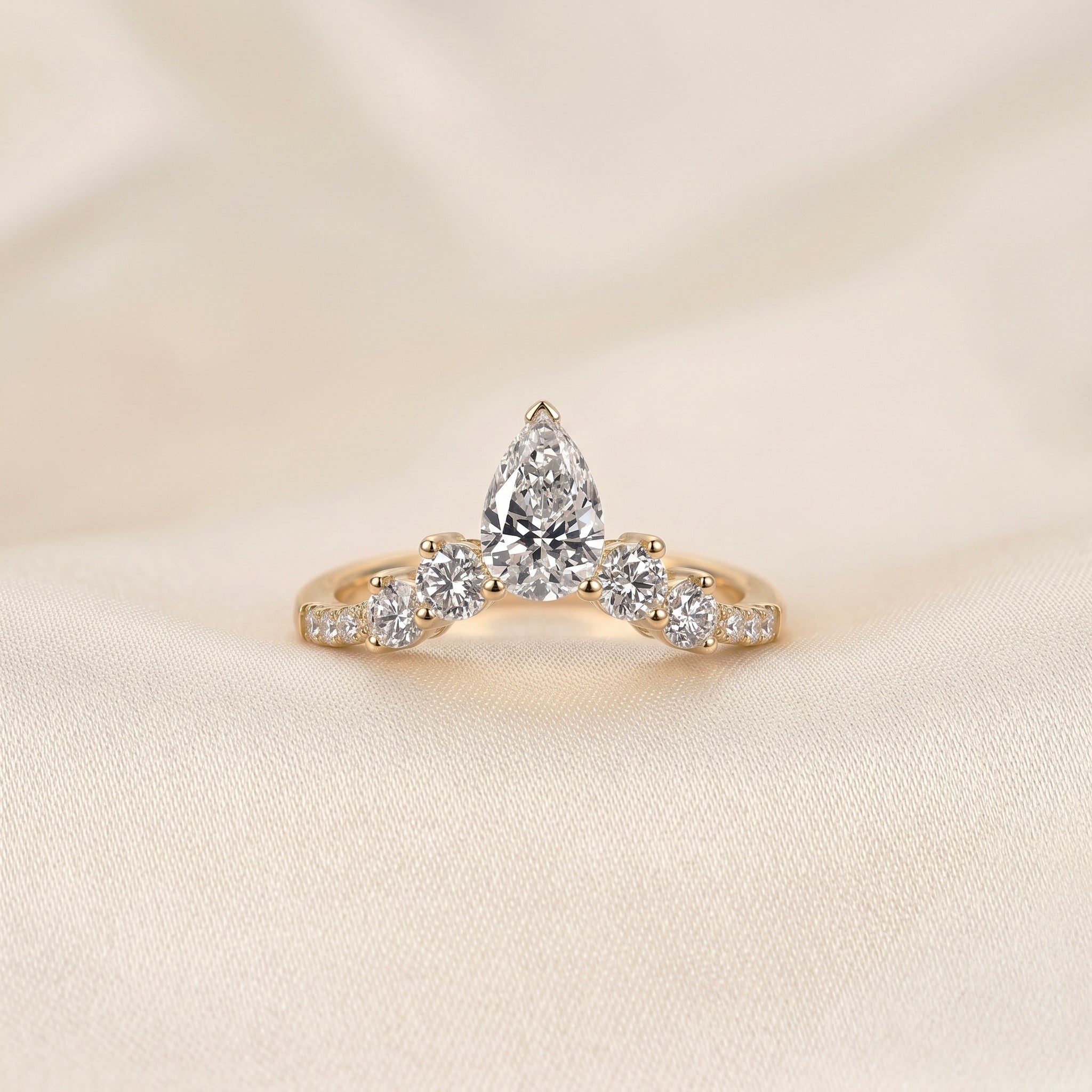 Pear & Round Lab Grown Diamond Tiara Band in 10K Yellow Gold 1.40 CTW