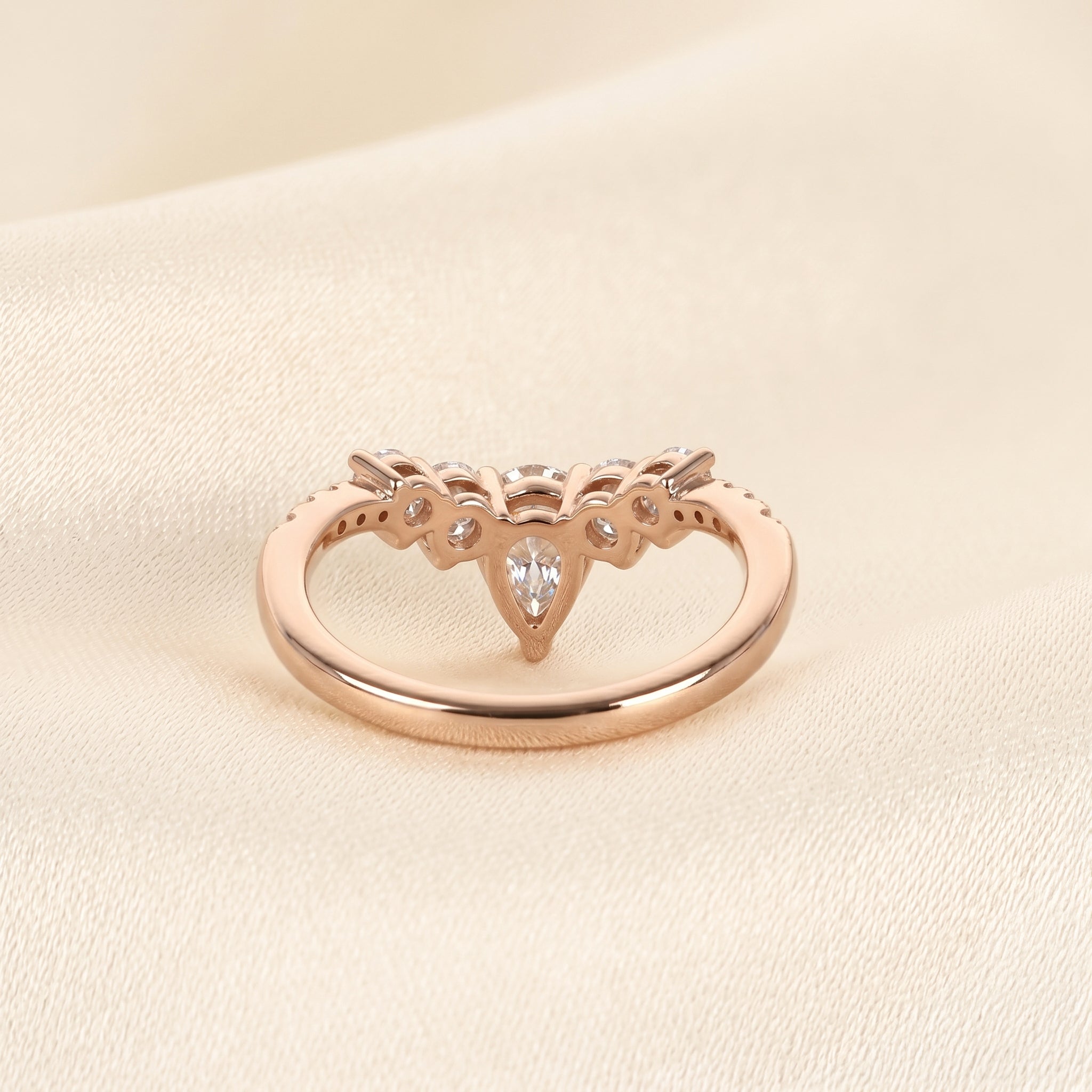 Pear & Round Lab Grown Diamond Tiara Band in 14K Rose Gold 1.40 CTW