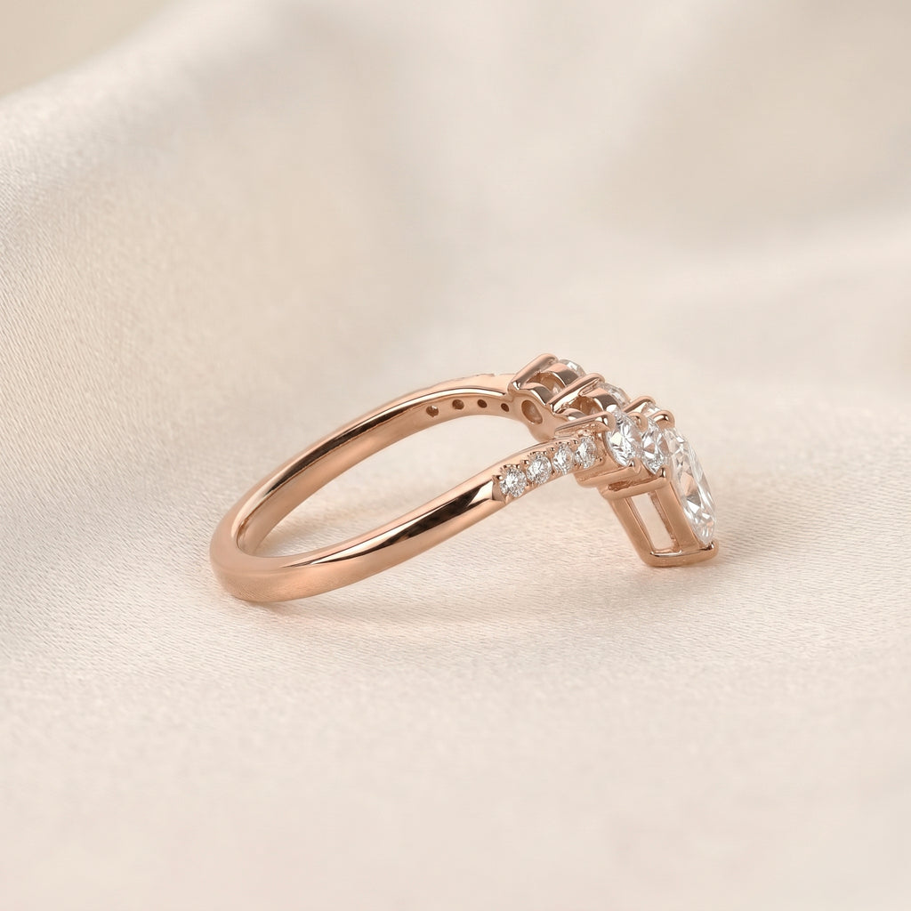 Pear & Round Lab Grown Diamond Tiara Band in 14K Rose Gold 1.40 CTW