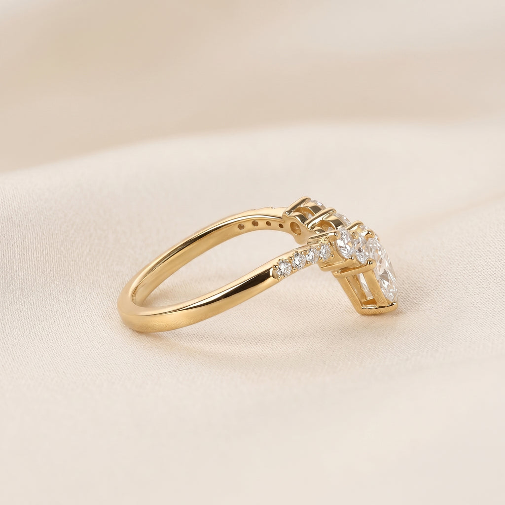 Pear & Round Lab Grown Diamond Tiara Band in 14K Yellow Gold 1.40 CTW