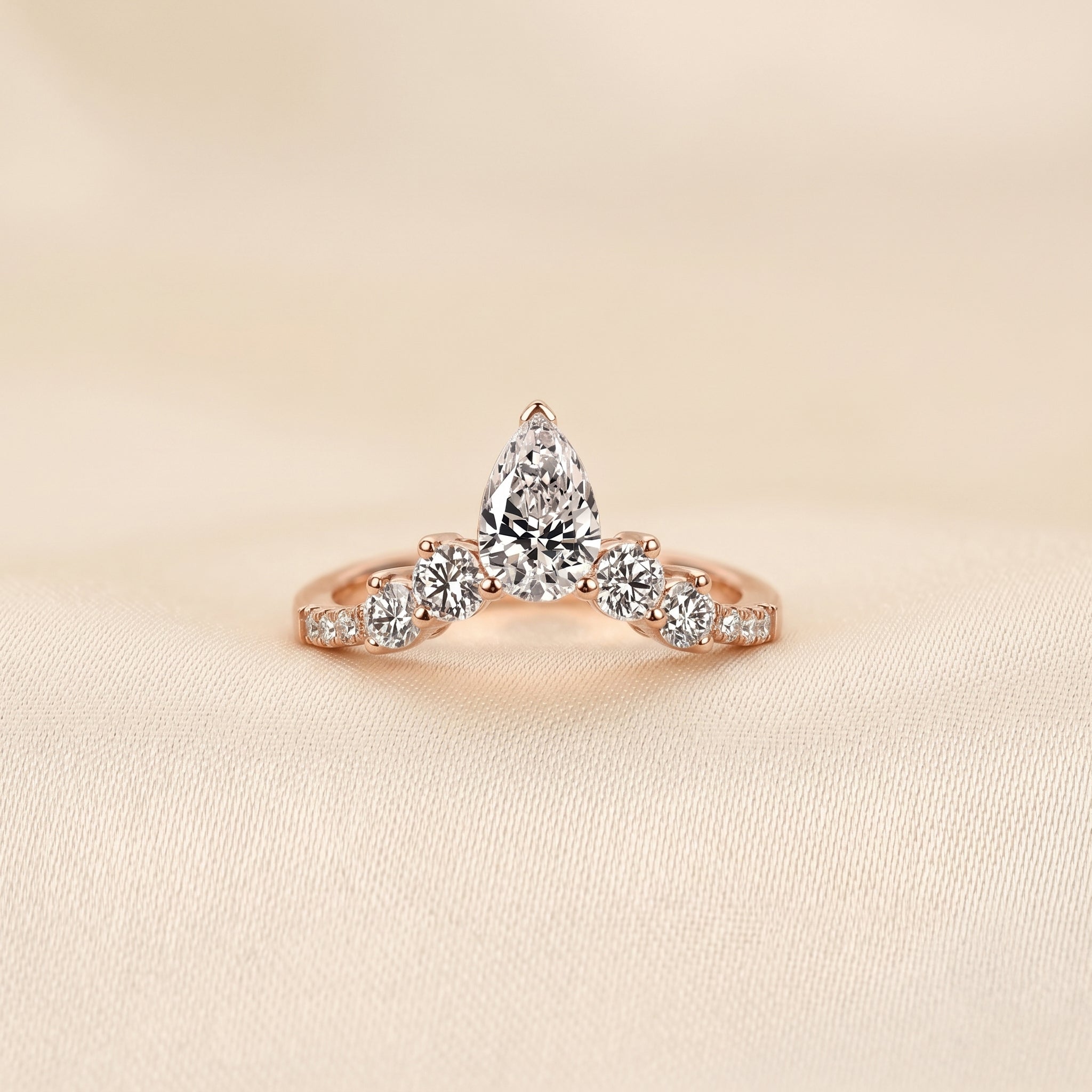 Pear & Round Lab Grown Diamond Tiara Band in 18K Rose Gold 1.40 CTW