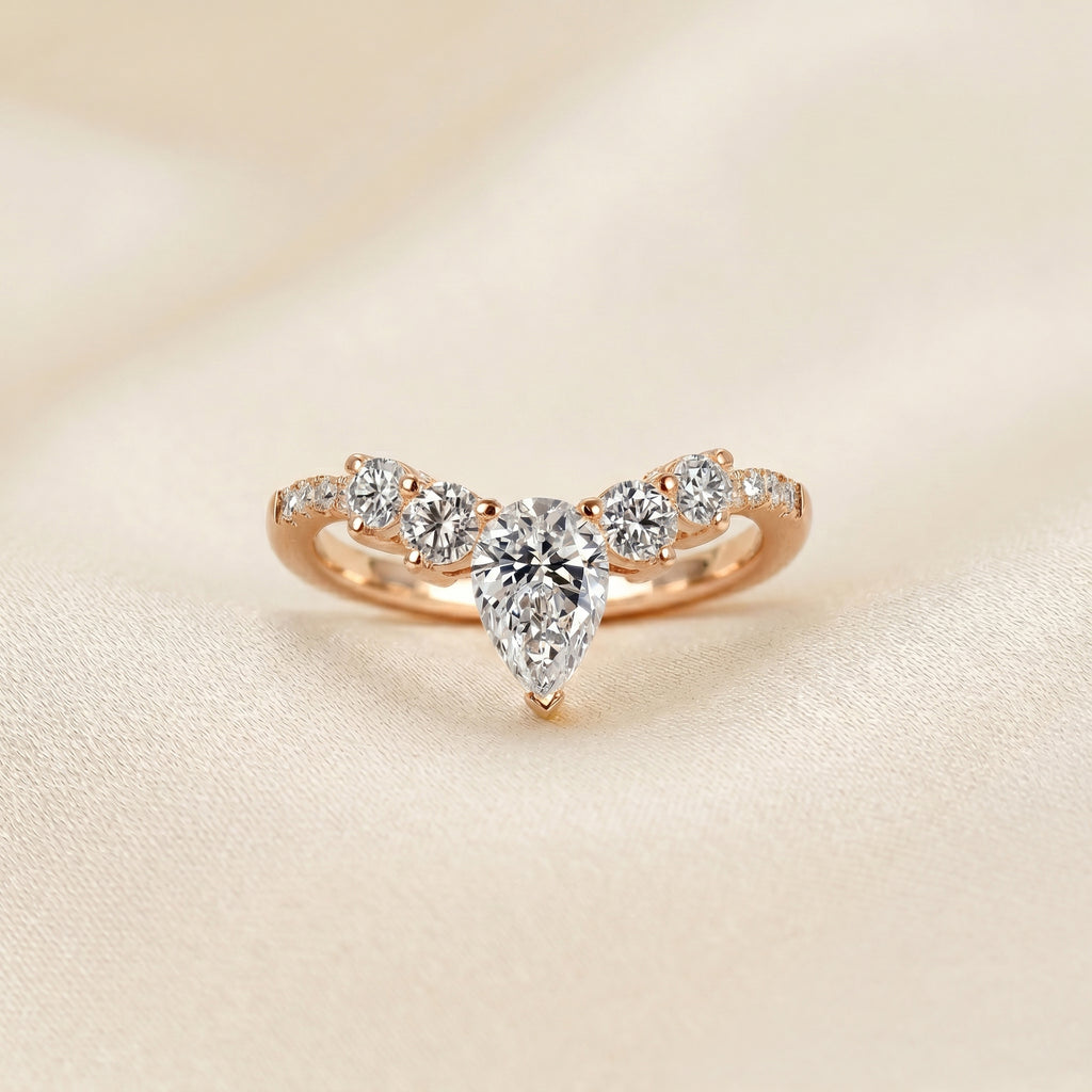 Pear & Round Lab Grown Diamond Tiara Band in 18K Rose Gold 1.40 CTW
