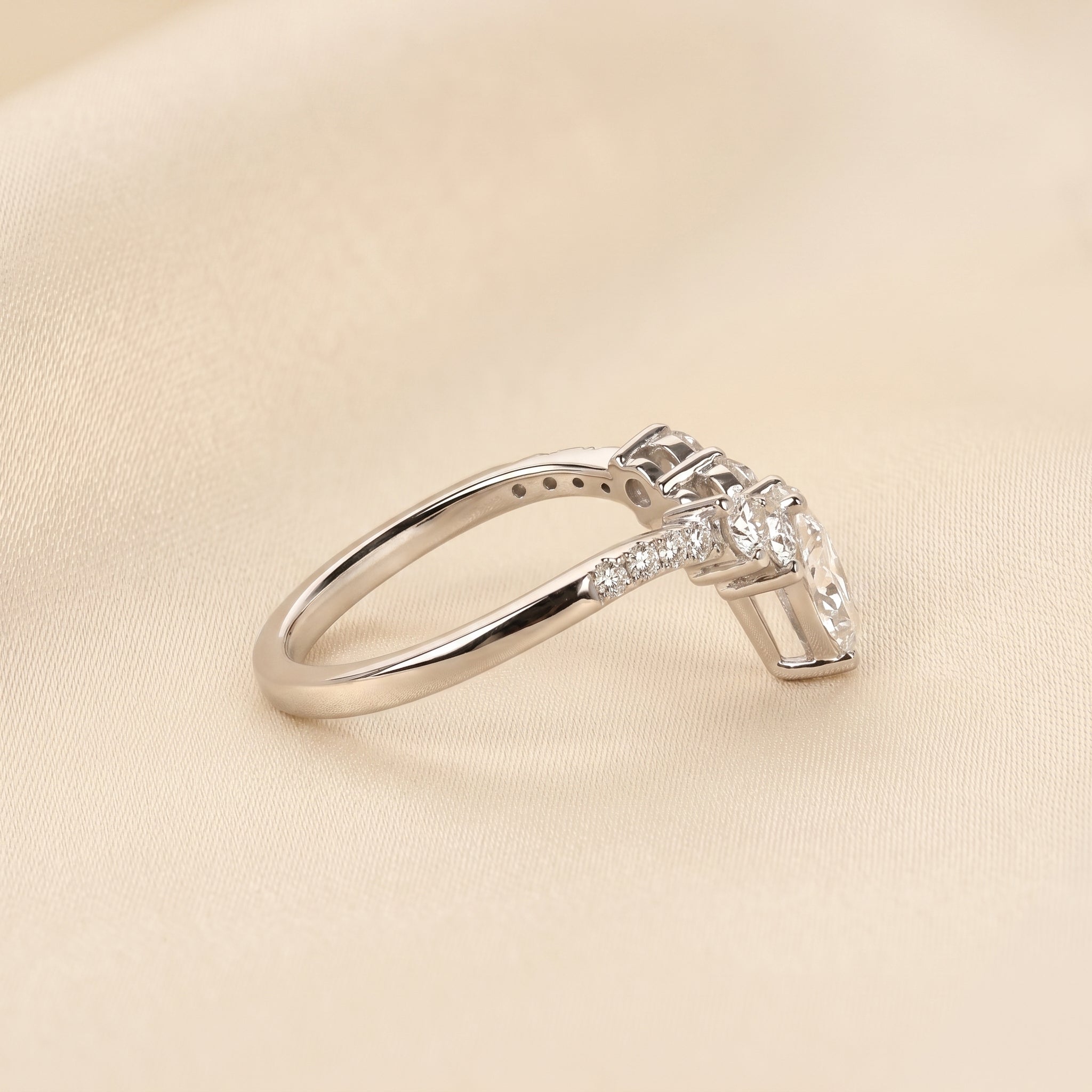 Pear & Round Lab Grown Diamond Tiara Band in 18K White Gold 1.40 CTW