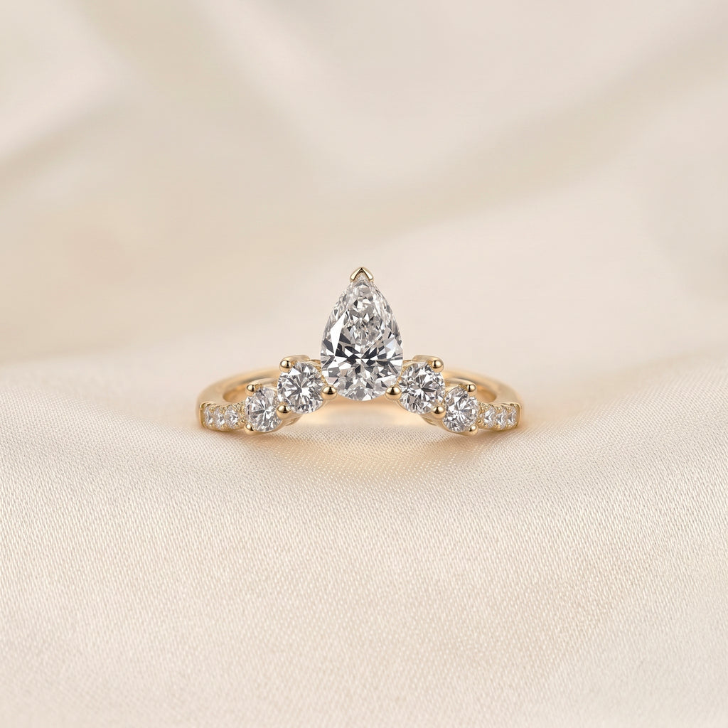 Pear & Round Lab Grown Diamond Tiara Band in 18K Yellow Gold 1.40 CTW