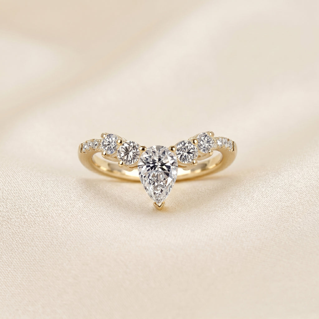 Pear & Round Lab Grown Diamond Tiara Band in 18K Yellow Gold 1.40 CTW