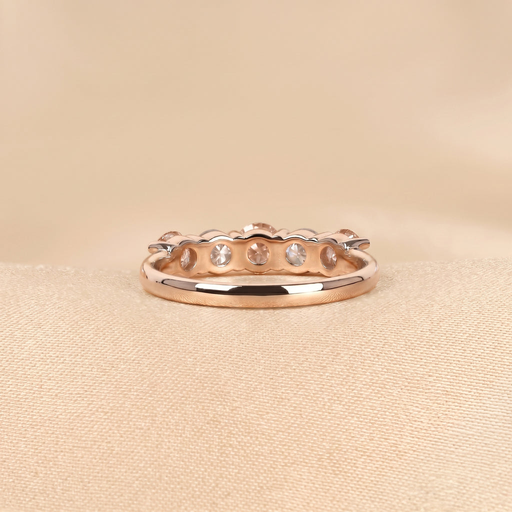 Pink & White Round Lab Grown Diamond Band in 10K Rose Gold 1.5 CTW