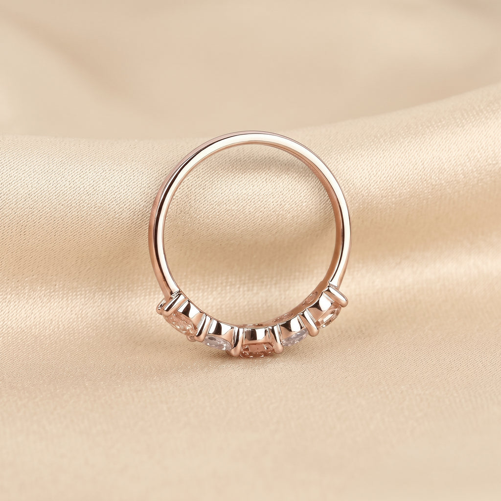 Pink & White Round Lab Grown Diamond Band in 18K Rose Gold 1.5 CTW