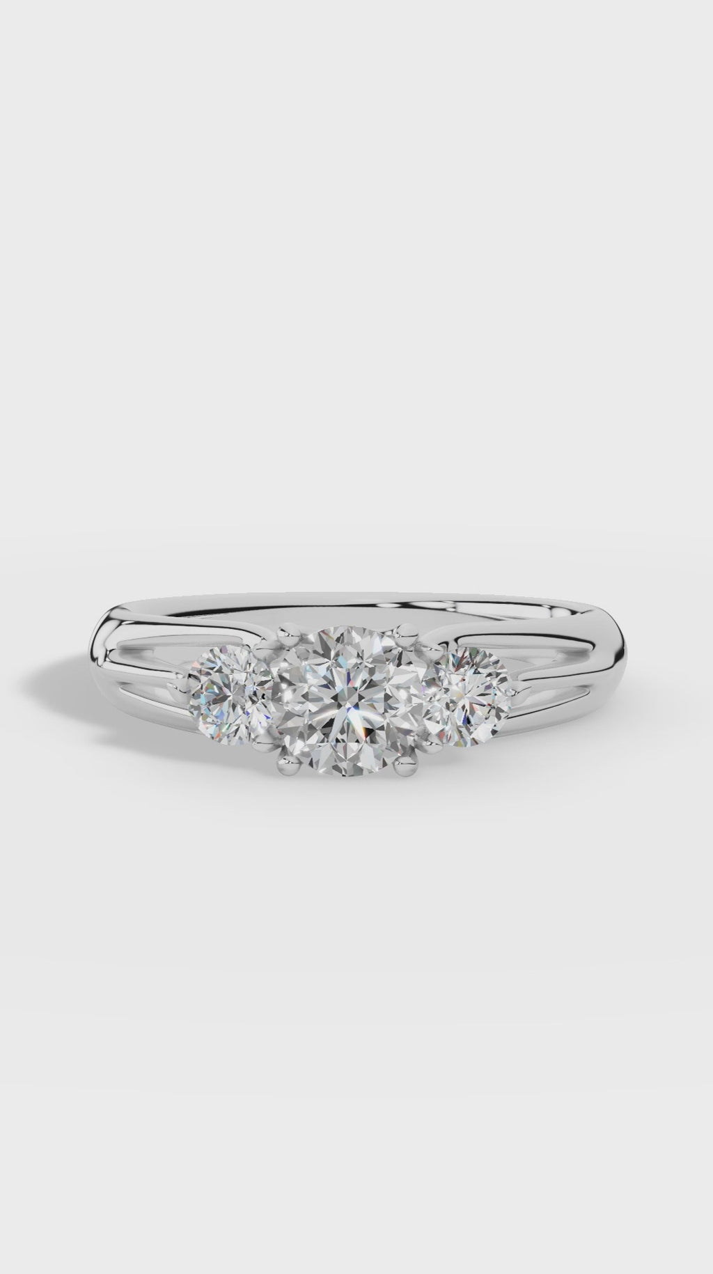 Trinity Ring With Brilliant Round Cut 18K White Gold 1.0 CTW