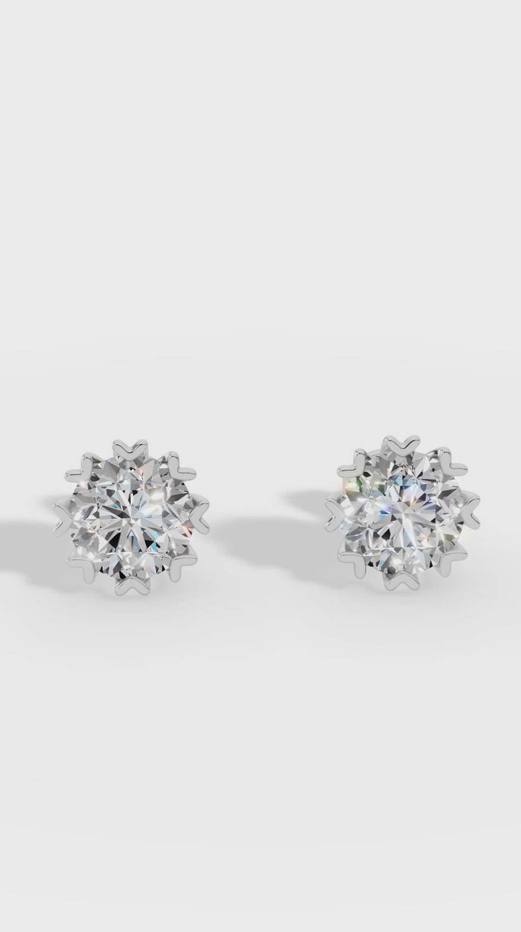 Fancy Prong Brilliant Round Cut Stud Earrings 10K White Gold 1.0 CTW
