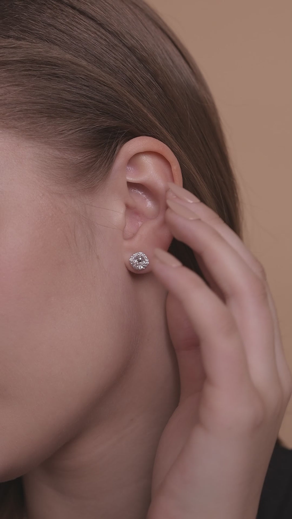 Halo Cushion Lab Grown Diamond Stud Earrings in 10K White Gold 1.39 CTW