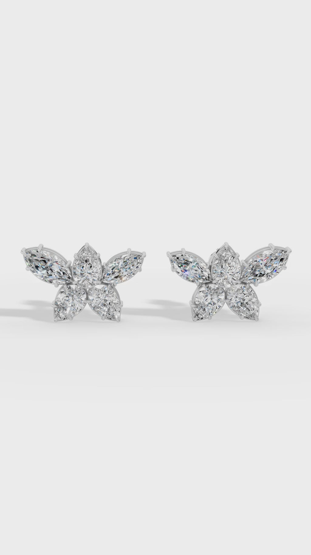 Stud Earring Featuring Marquise And Pear Cut Multi Stone 925 Sterling Silver 3.5 CTW