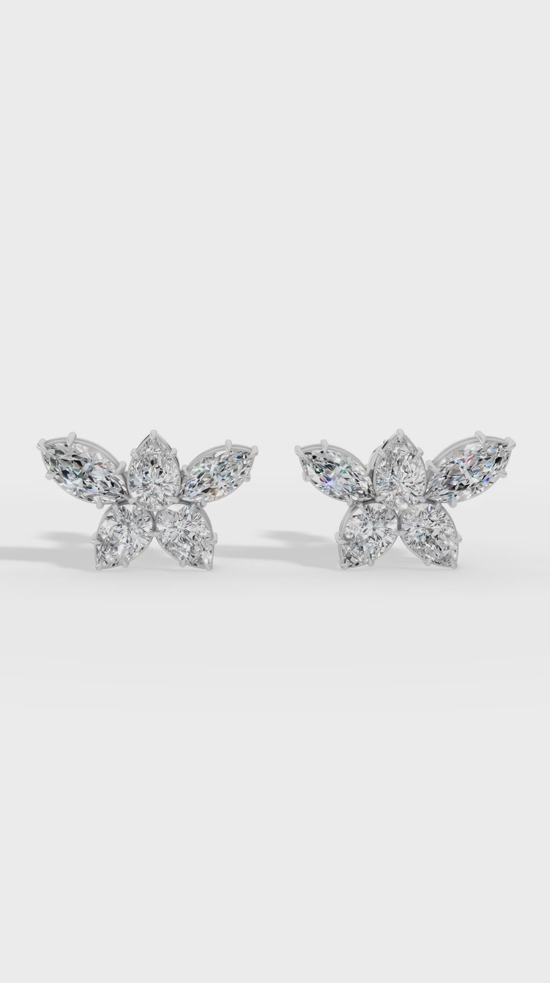 Stud Earring Featuring Marquise And Pear Cut Multi Stone 925 Sterling Silver 3.5 CTW