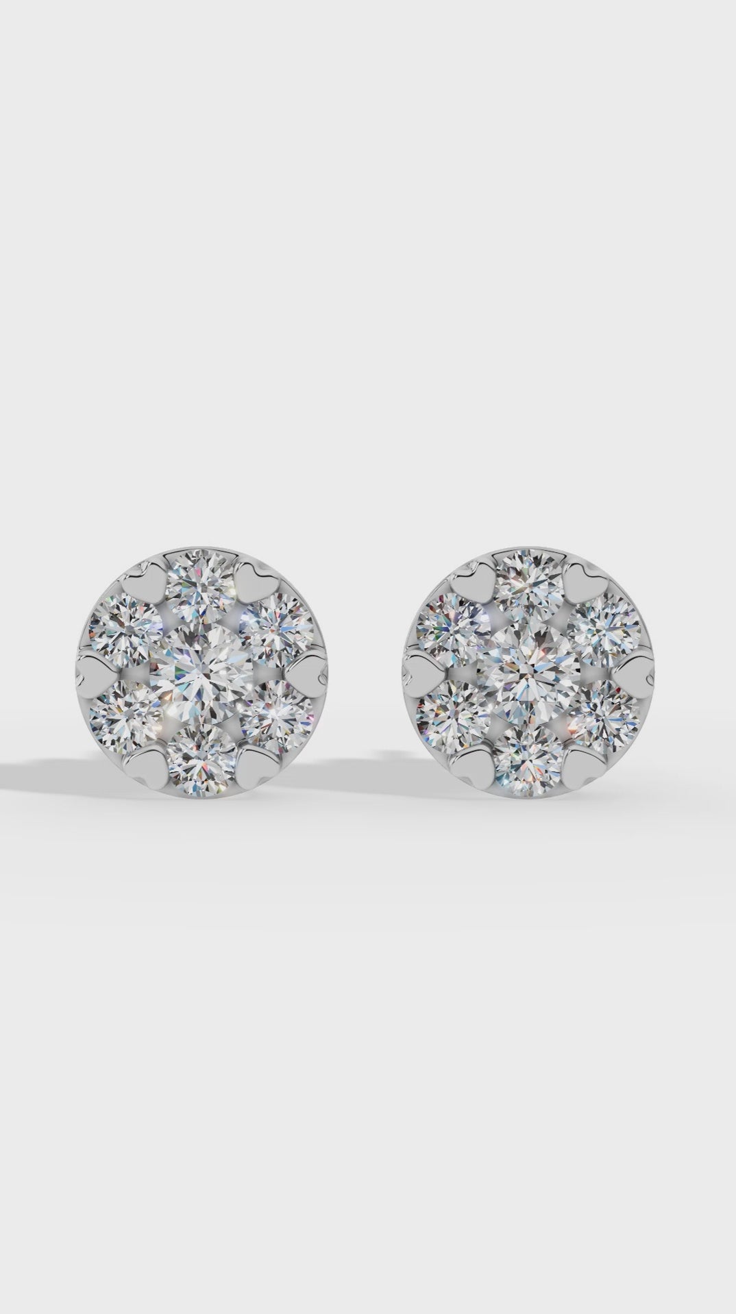 Heart Prong Brilliant Round Cut In Cluster Stud Earrings 925 Sterling Silver 1.6 CTW