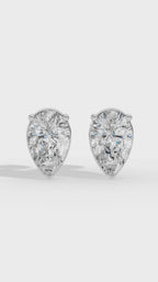 Pear Cut Three Prong  Solitaire Stud Earrings