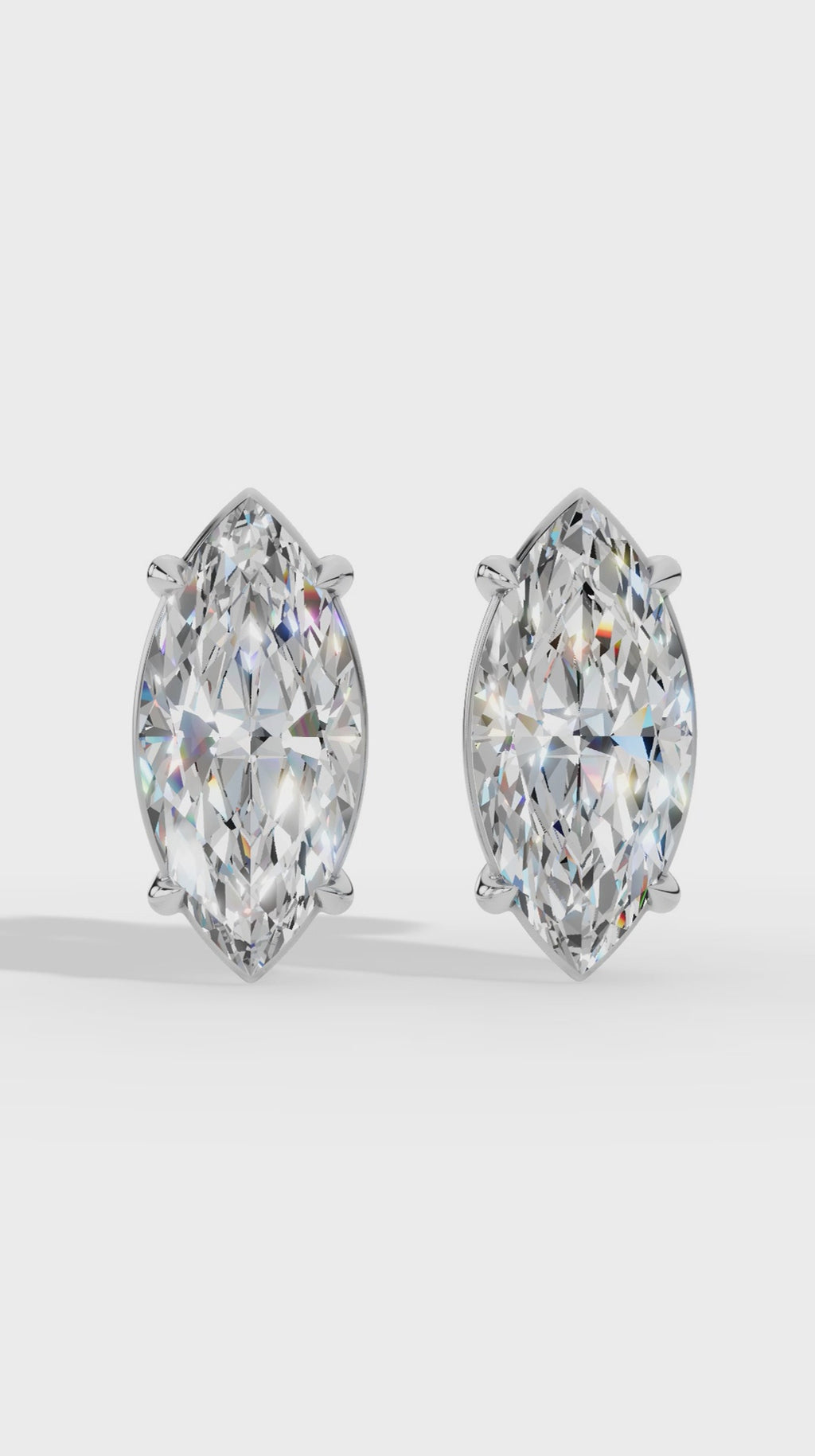 Marquise Cut Solitaire Stud Earrings 10K White Gold 2.0 CTW