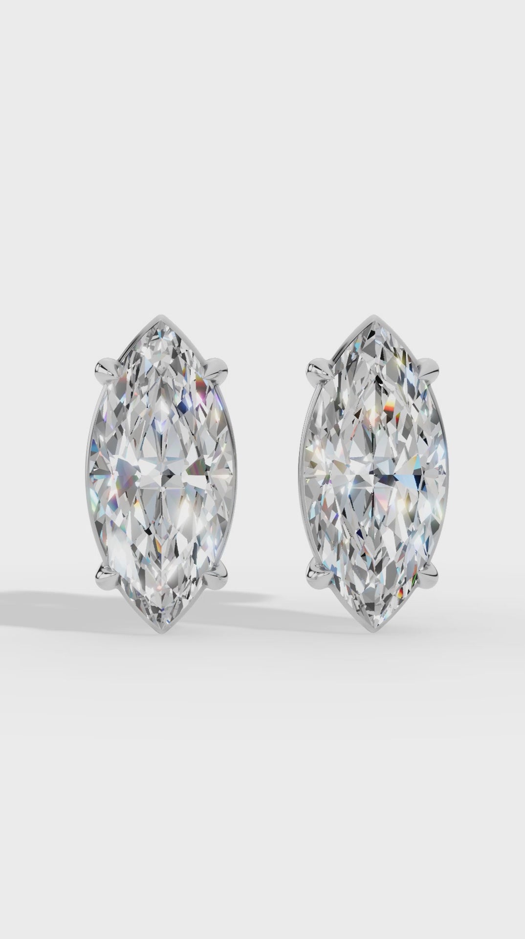 Marquise Cut Solitaire Stud Earrings 10K White Gold 2.0 CTW