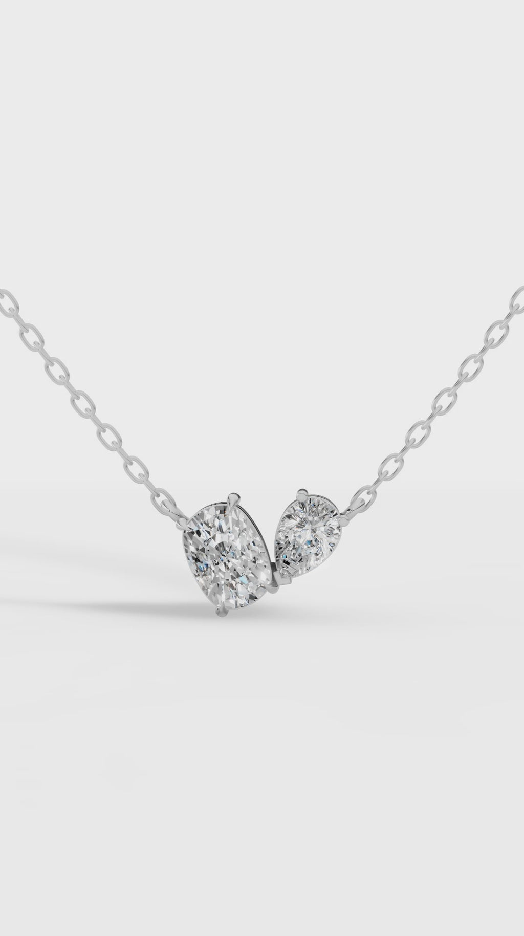 Toi Et Moi Necklace With Cushion And Pear Cut Lab Grown Diamond With Chain