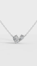 Toi Et Moi Necklace With Cushion And Pear Cut Lab Grown Diamond With Chain