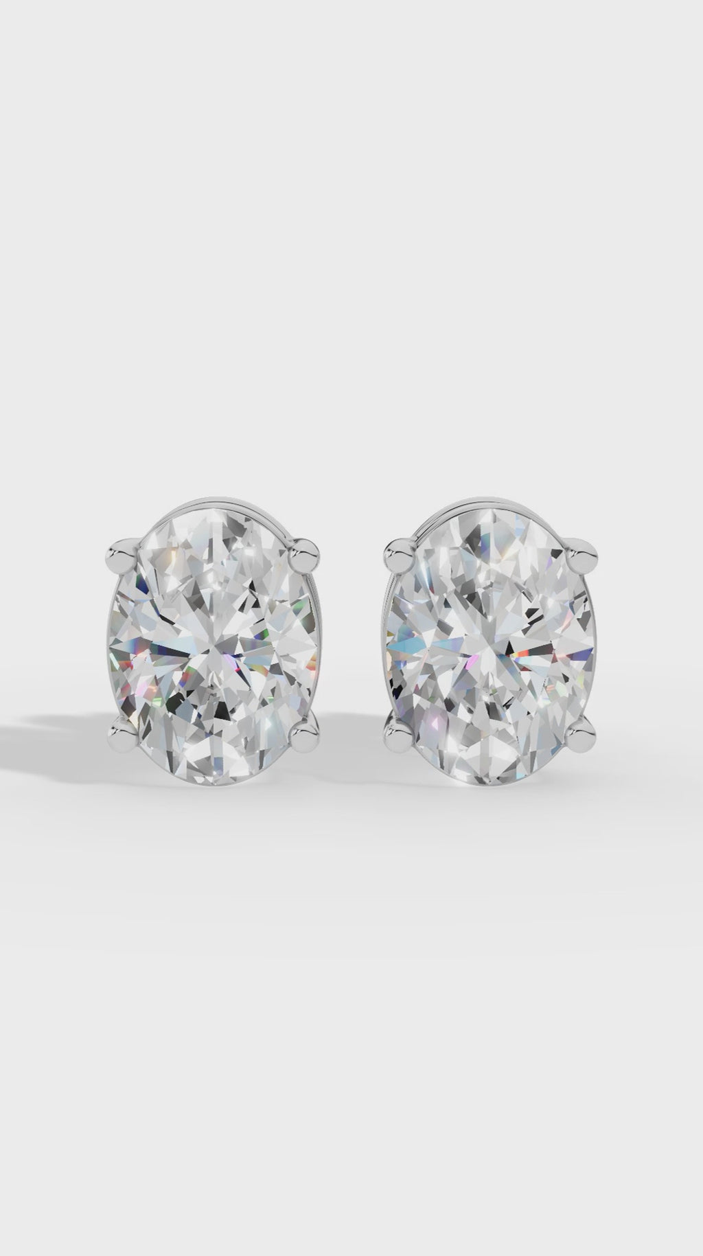 Oval Cut Solitaire Stud Earrings 925 Sterling Silver 2.0 CTW