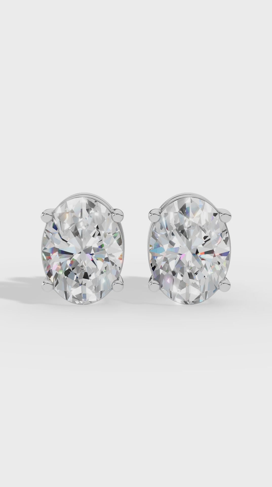 Oval Cut Solitaire Stud Earrings 925 Sterling Silver 2.0 CTW