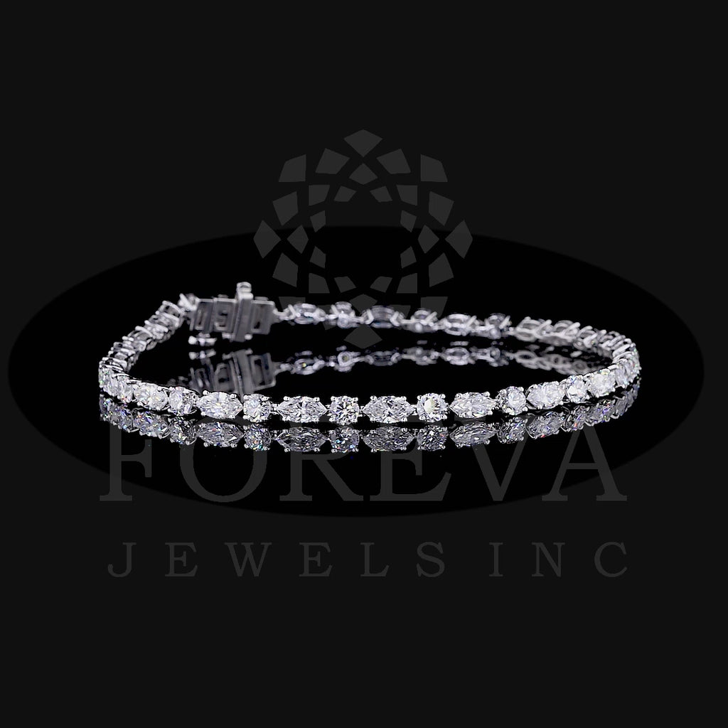 ROUND & MARQUISE CUT LAB GROWN DIAMOND TENNIS BRACELET